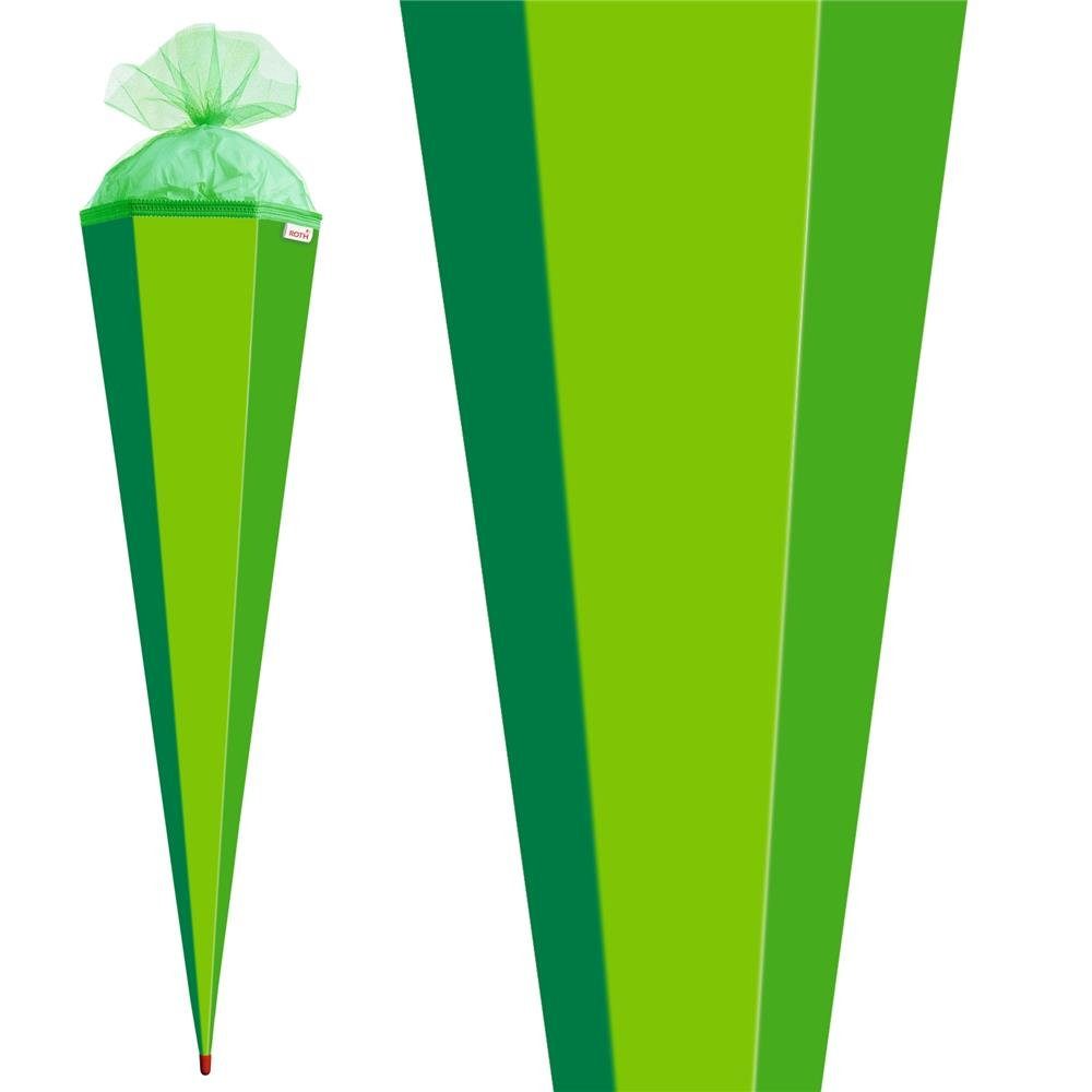 Roth Schultüte Basteltüte Grün, 85 mit Rot(h)-Spitze cm, grünem Tüllverschluss, eckig