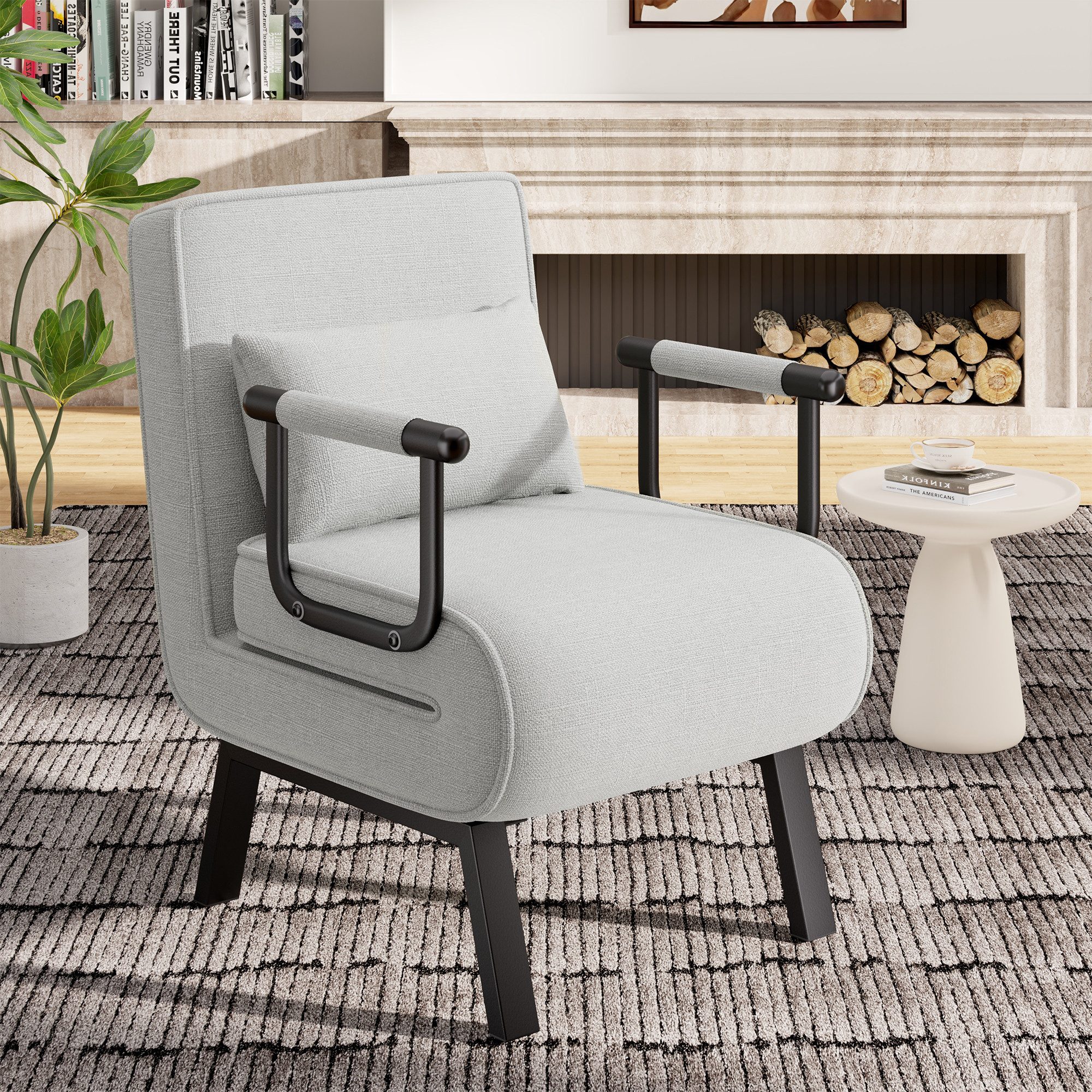 HawthyHome Klappstuhl Schlafsessel 4-in-1 multifunktionaler Klappliege Gästebettstuhl (1 St), Leinen-Liegestuhl mit verstellbarer Rückenlehne