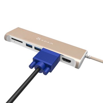 ADAM elements CASA HUB A03, 5-in-1 USB-C Multi-Port Adapter, Gold Adapter