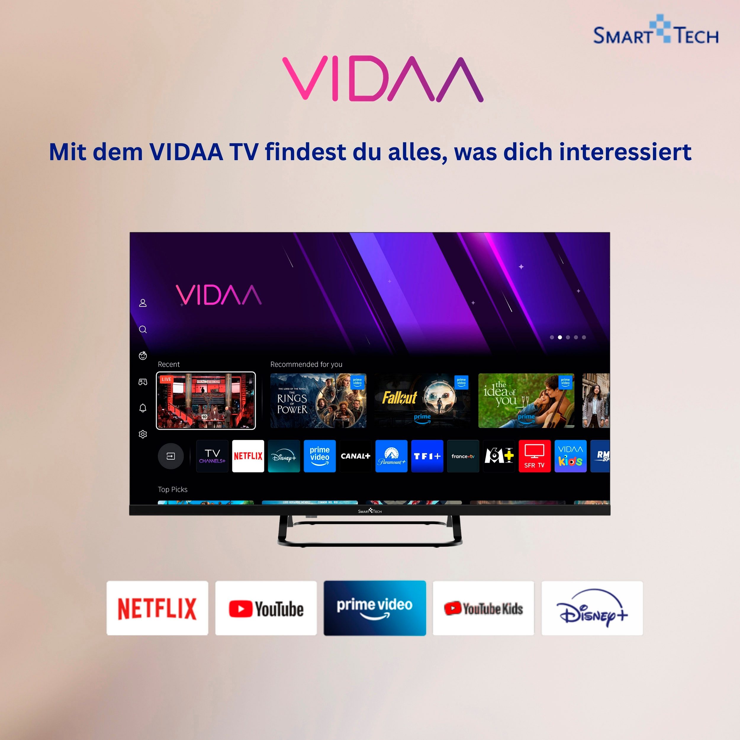Smart Tech 43FV02V DLED-Fernseher (108 cm/43 Zoll, Full HD, Smart-TV)