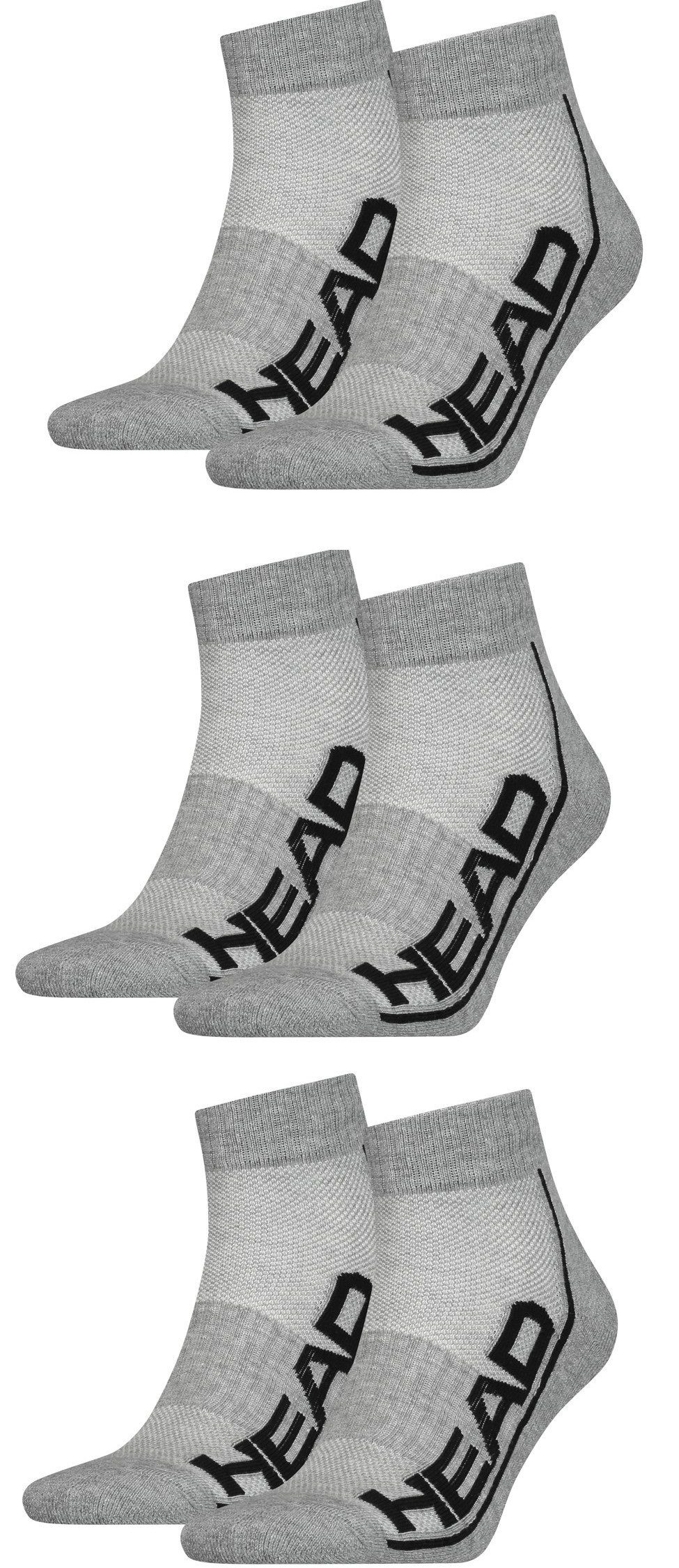 Head Freizeitsocken Head Performance Quartersocken 6 Paar unisex Grey