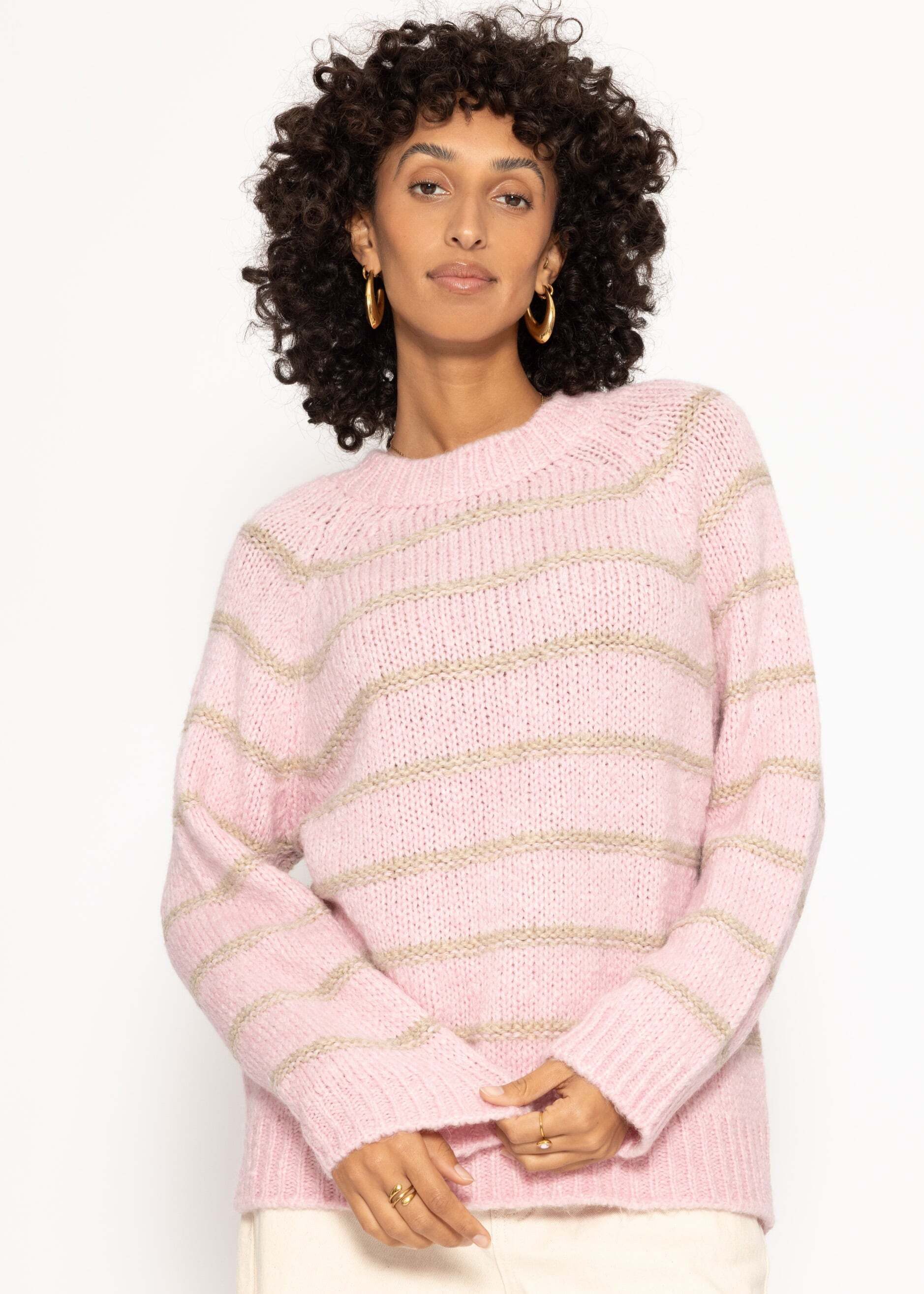 SASSYCLASSY Strickpullover Gestreifter Pullover mit Rundhalsausschnitt günstig online kaufen