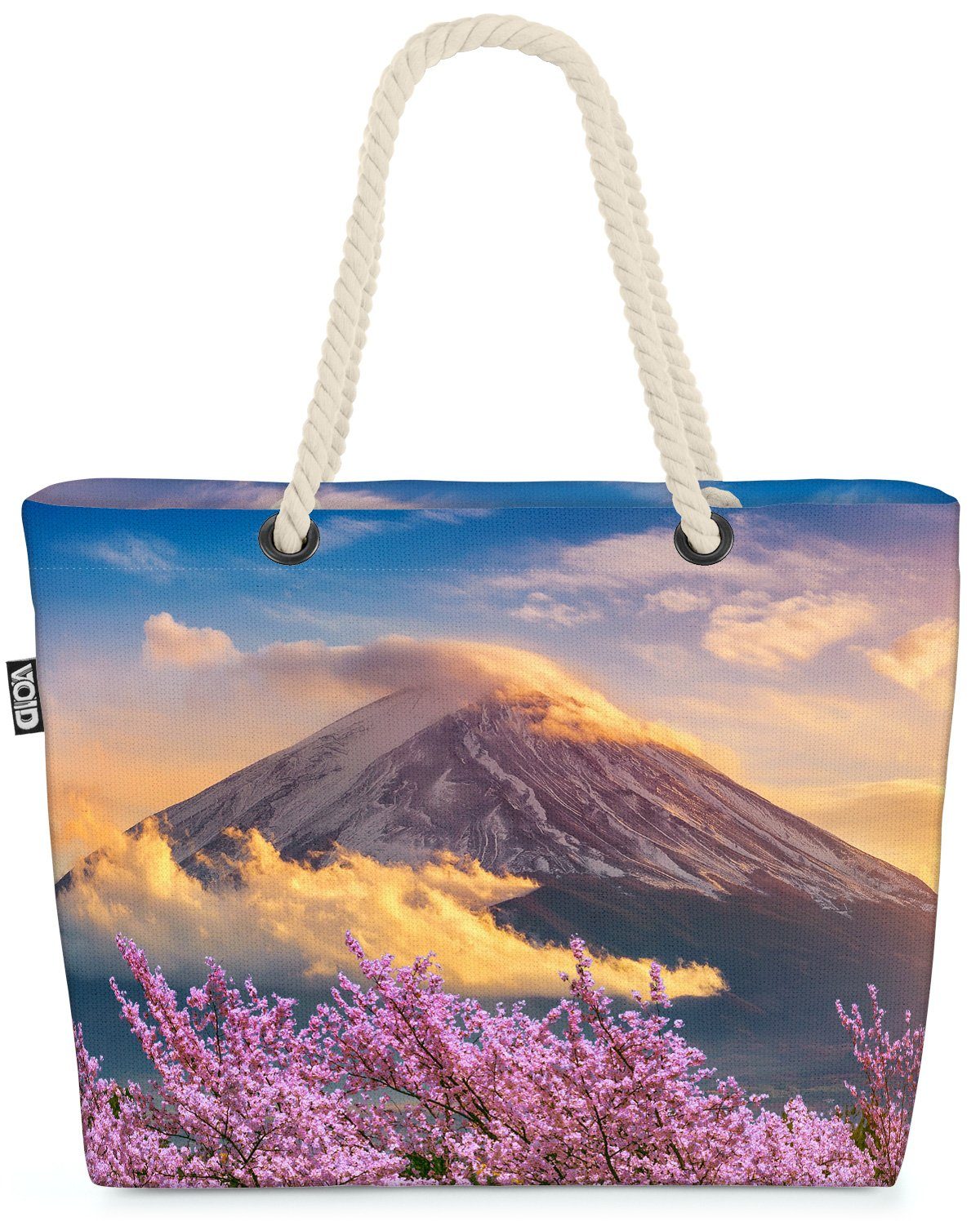 VOID Strandtasche (1-tlg), Vulkan Japan Blumen Berge fujiama landschaft wandern reise urlaub ber