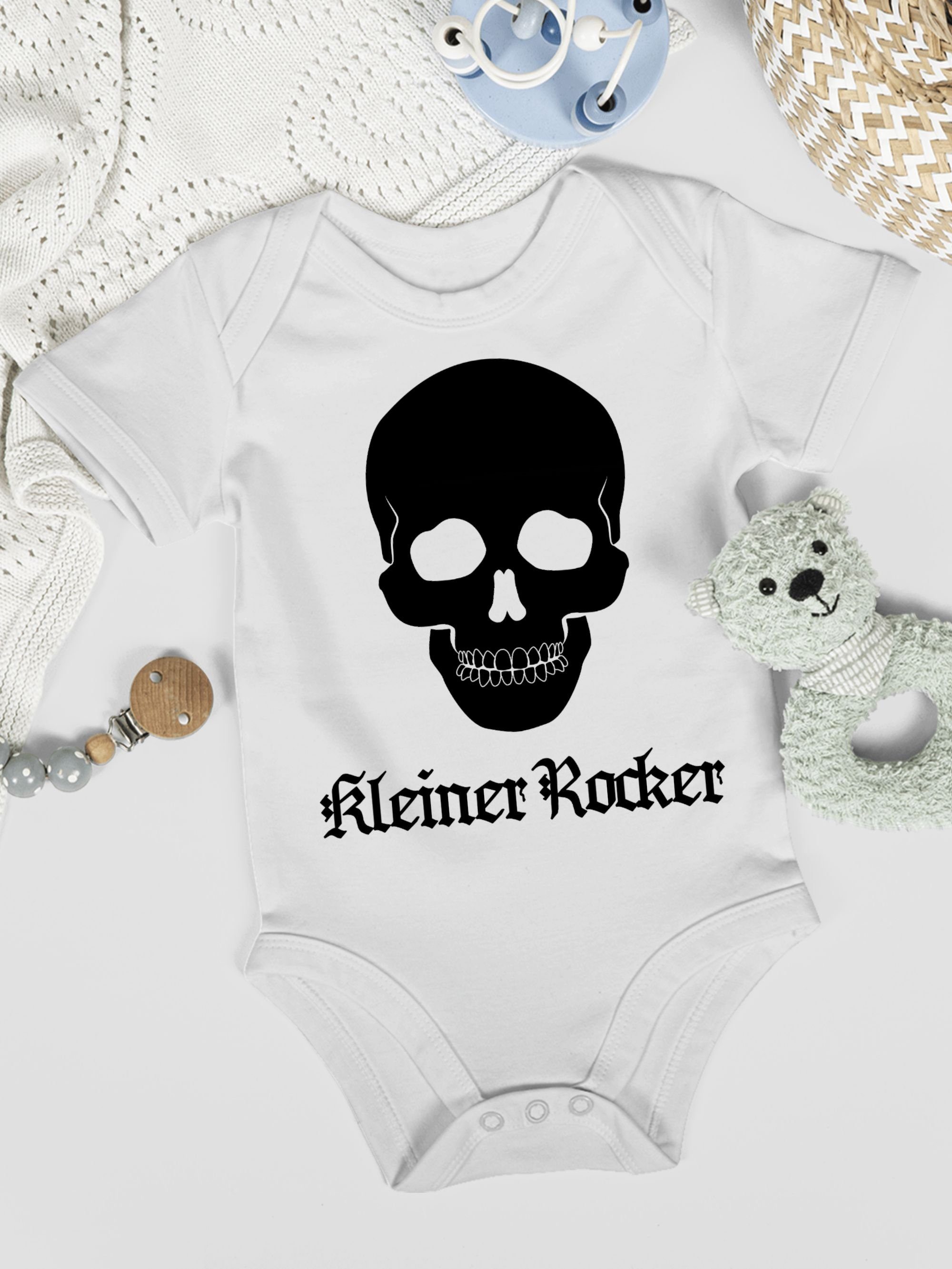 Shirtbody Kleiner Mädchen Shirtracer 2 Weiß Rocker Totenkopf Strampler Junge Baby &