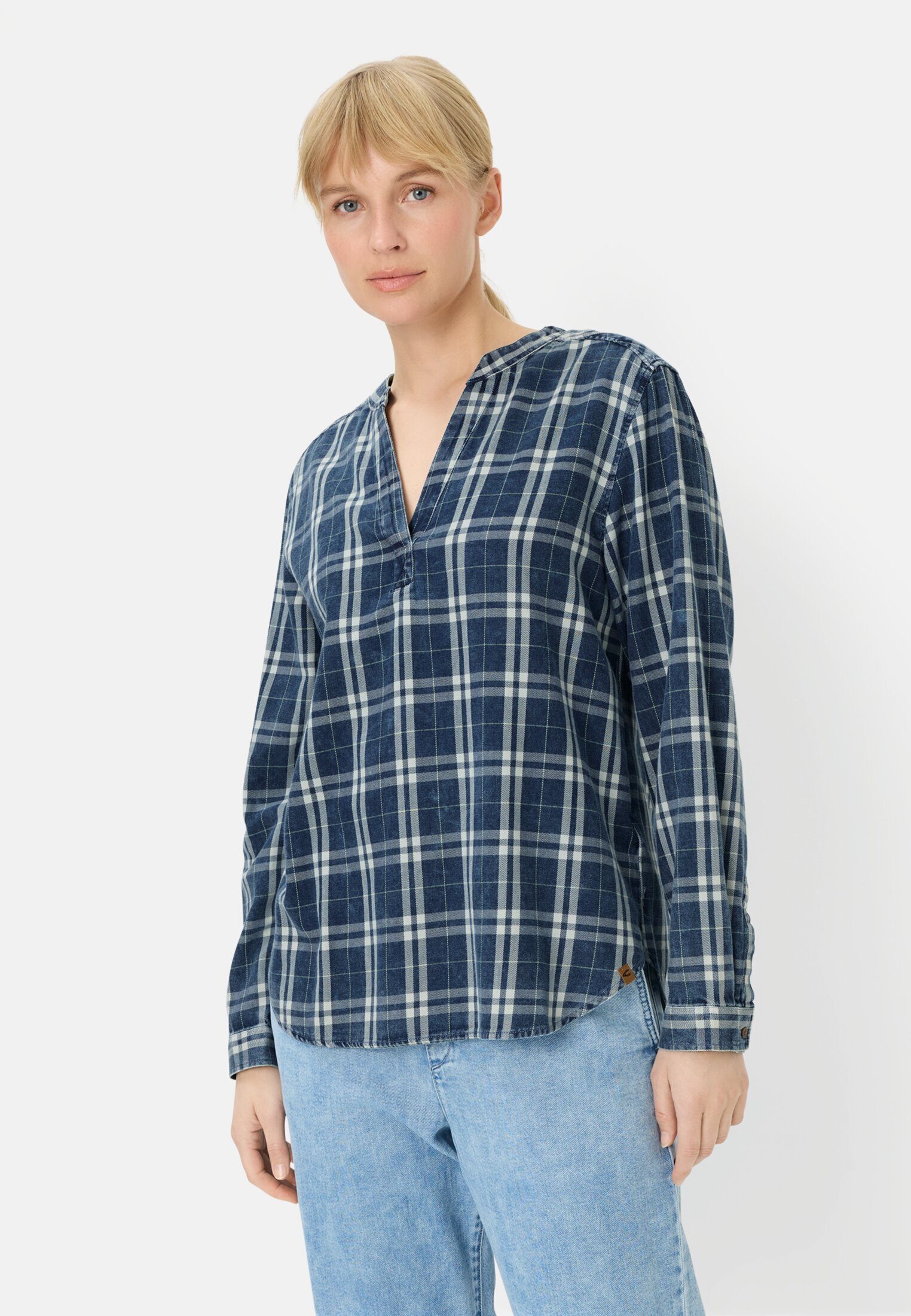 camel active Hemdbluse Karobluse aus reiner Baumwolle Langarm kariert