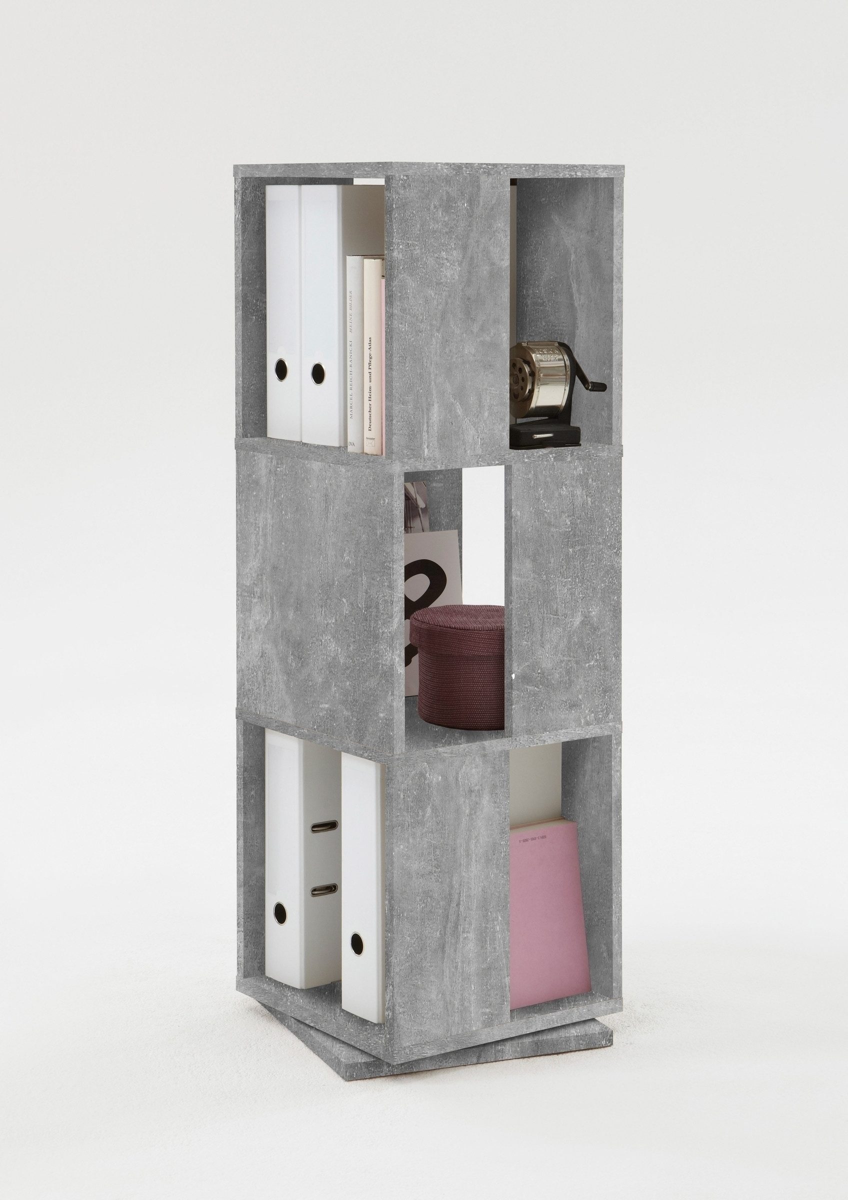 PREISBRECHER Drehregal TOWER, in Beton LA - 34x108x34cm (BxHxT)