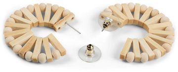 styleBREAKER Paar Creolen (2, 2-tlg), Holz Creolen Ohrringe mit Perlen und Stäbchen