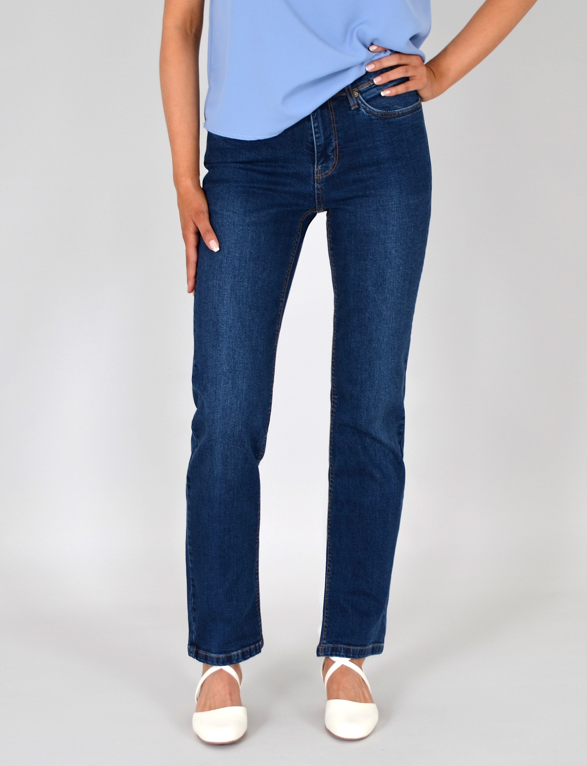 Straight-Jeans Damen Straight Leg Jeans hohe Leibhöhe Stretch-Jeans Regular Jeans G6