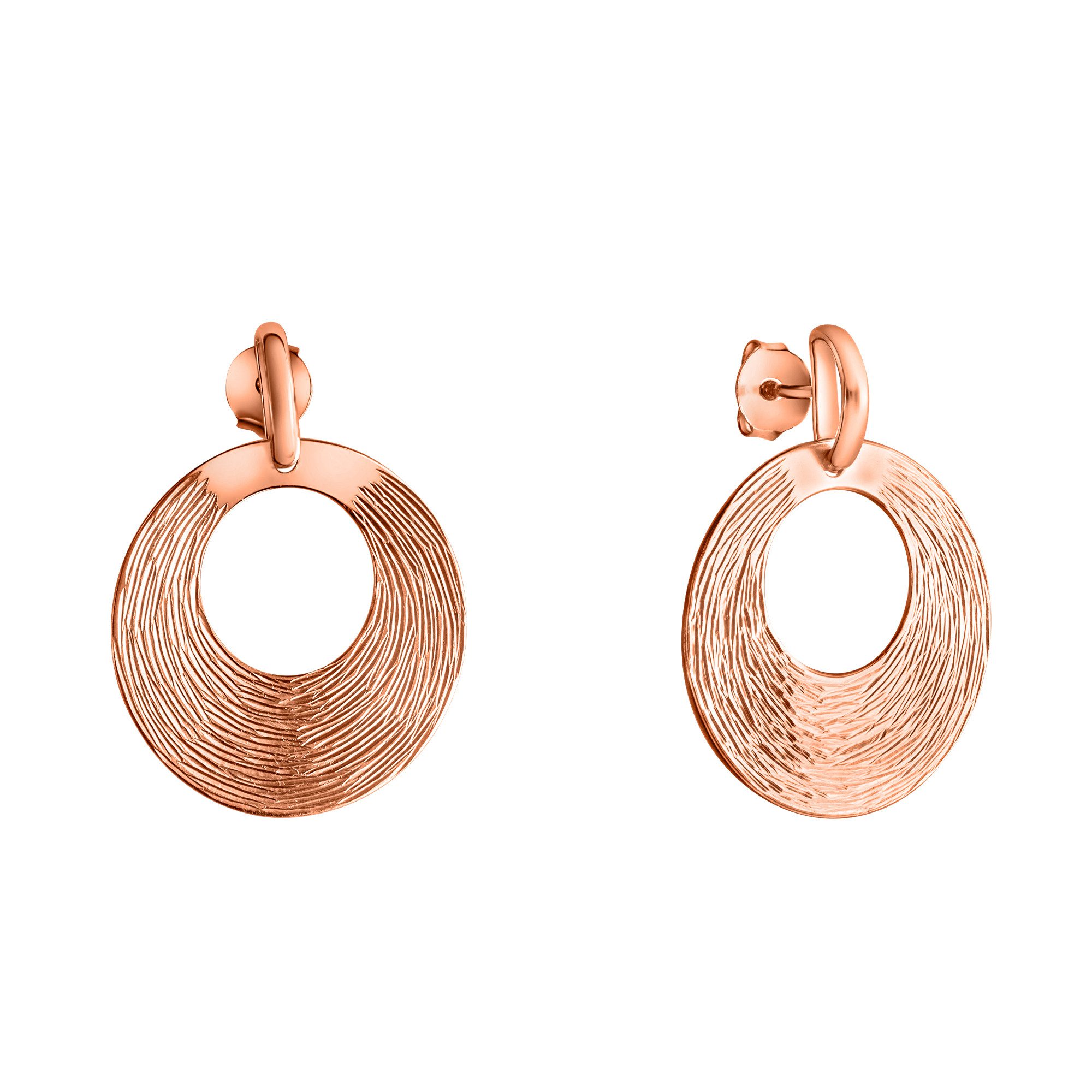 CELESTA Paar Ohrstecker Silber 925 rosé-vergoldet mit diamantierter Oberfläche