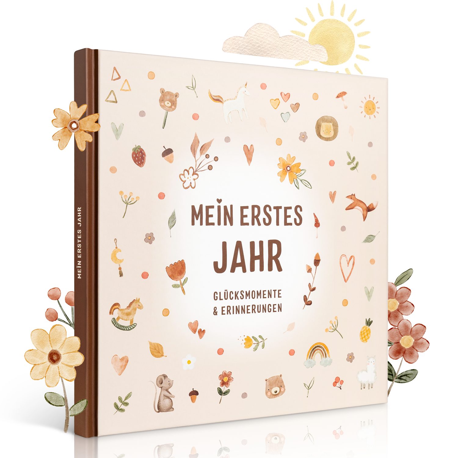 Eulentaler Tagebuch I Mein erstes Jahr Babyalbum I Von Pädagogen gestaltet im süßen Boho Stil, mit handgemalte Illustrationen & allen Meilensteinen