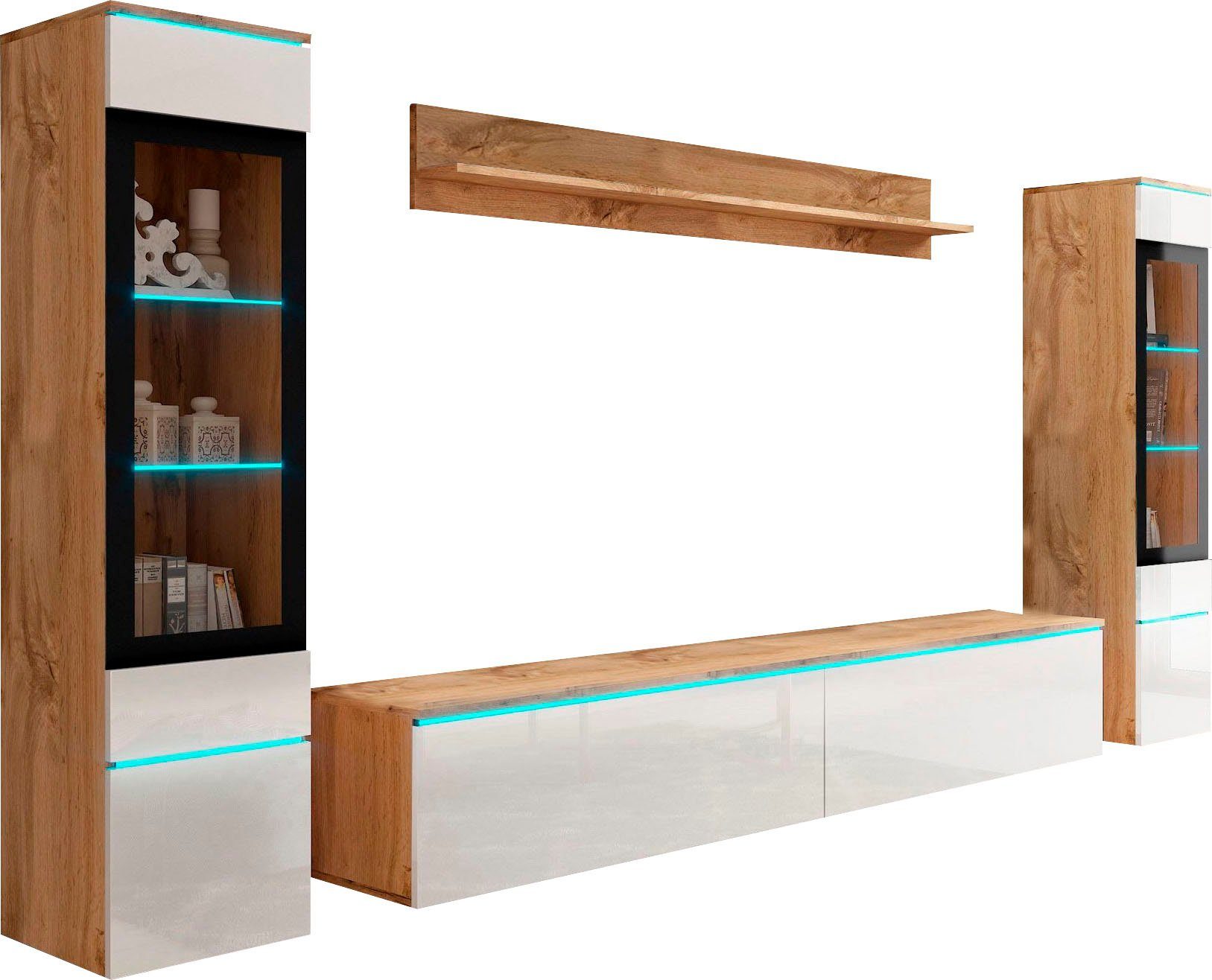INOSIGN Wohnwand VERA II, Vitrinen Türanschlag wechselbar, (Komplett-Set, 4 günstig online kaufen