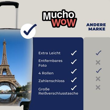 MuchoWow Handgepäckkoffer Originalfoto des Eiffelturms in Paris, 4 Rollen, Reisetasche mit rollen, Handgepäck für Ferien, Trolley, Reisekoffer