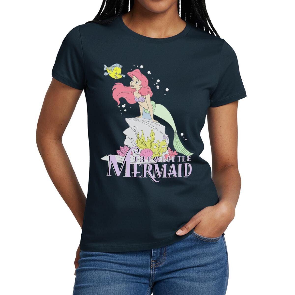 Spreadshirt T-Shirt Arielle Die Kleine Meerjungfrau Auf Felsvorsprung Frauen T-Shirt (1-tlg)