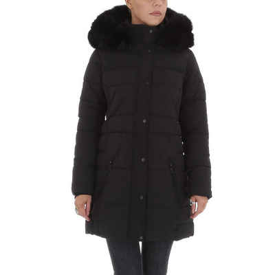 Ital-Design Winterjacke Damen Freizeit Kapuze (abnehmbar) Gefüttert Winterjacke in Schwarz