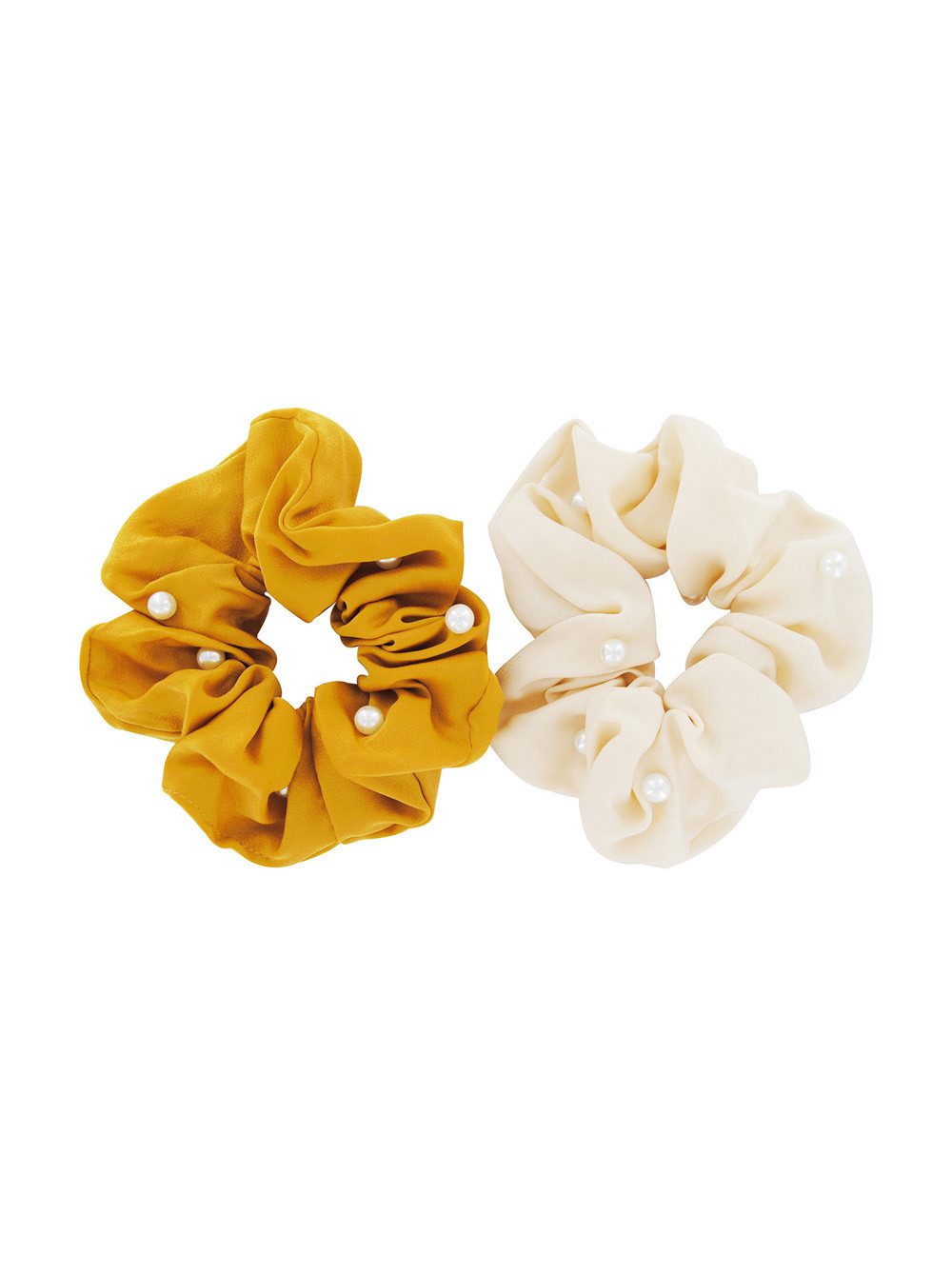 axy Haargummi XXL Scrunchie Haargummis mit Perlen Set, Doppelpack, 2-tlg., 2-Teiliges Scrunchies Haargummis Set, Damen Zopfgummi Haarteil Haarband Zopfhalter