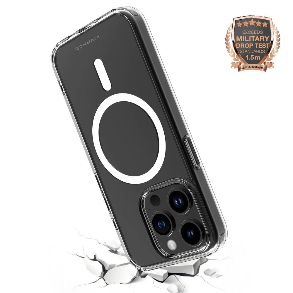 Vivanco Handyhülle MAG Steady Cover für iPhone 15 Pro, MagSafe kompatibel, Spritzwassergeschützt, Staubdicht, Wasserabweisend