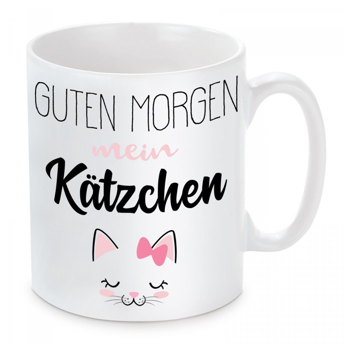 Herzbotschaft Tasse Kaffeebecher mit Motiv Guten Morgen mein Kätzchen, Keramik, Kaffeetasse spülmaschinenfest und mikrowellengeeignet | Teetassen