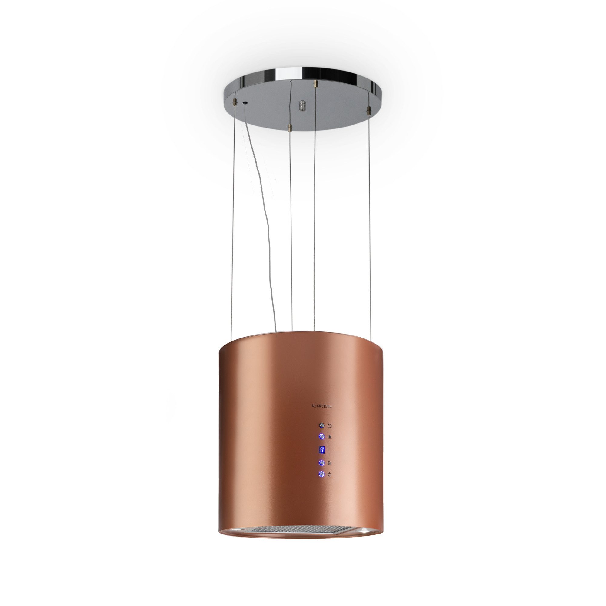 Klarstein Deckenhaube Barett Serie Barett Inselabzugshaube Ø35 cm Umluft 560 m³/h LED Aktivkohlefilter Barett, Abzugshaube Insel Abluft Haube Umluft Dunstabzug Einbau Umlufthaube
