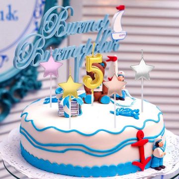 Juoungle Geburtstagskerze Sternform Geburtstagskerzen,6 Pcs Cake Topper Decoratieven