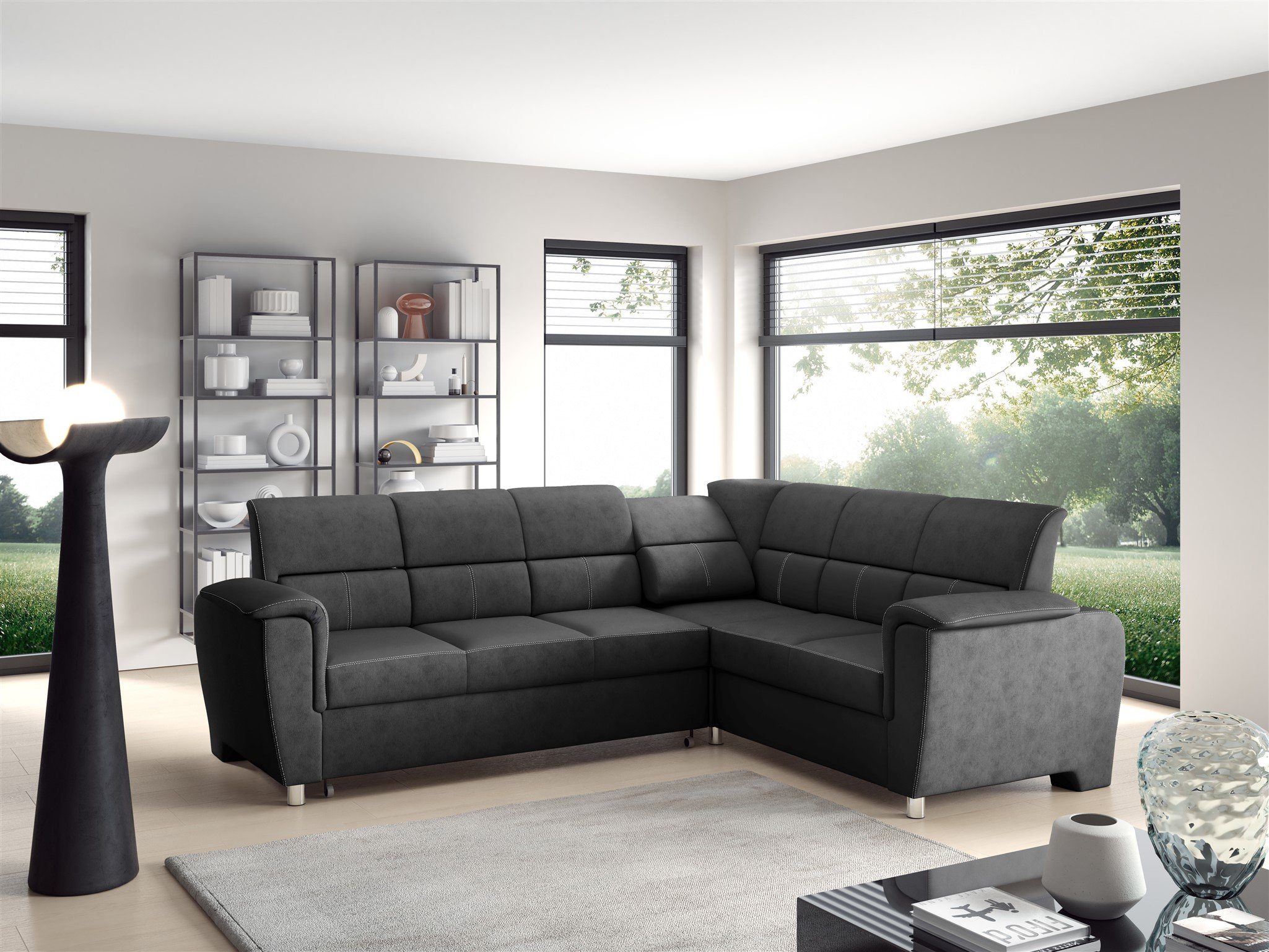 Fun Möbel Ecksofa Schlafsofa Sofa SALVADOR Stoff Texas, Bettkasten, mit Relaxfunktion