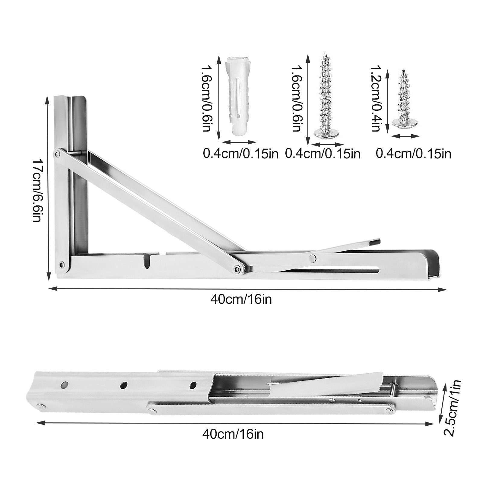 Youyijia Unterstellregal 2STK Klappkonsole 400mm Edelstahl Regal Klammern