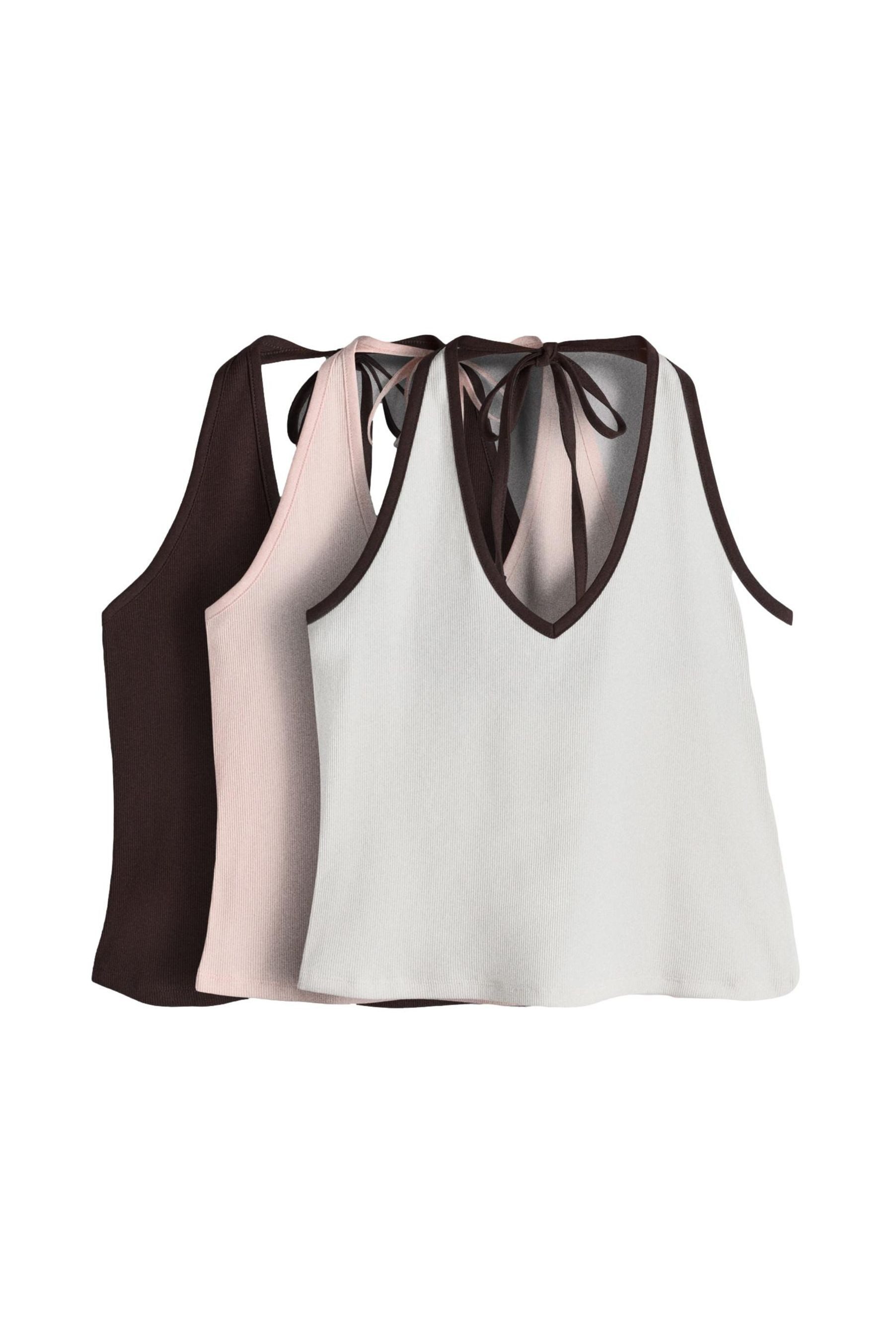 The Set Trägertop The Set Neckholder-Tops mit Kontrastdesign, 3 Stk. (3-tlg)