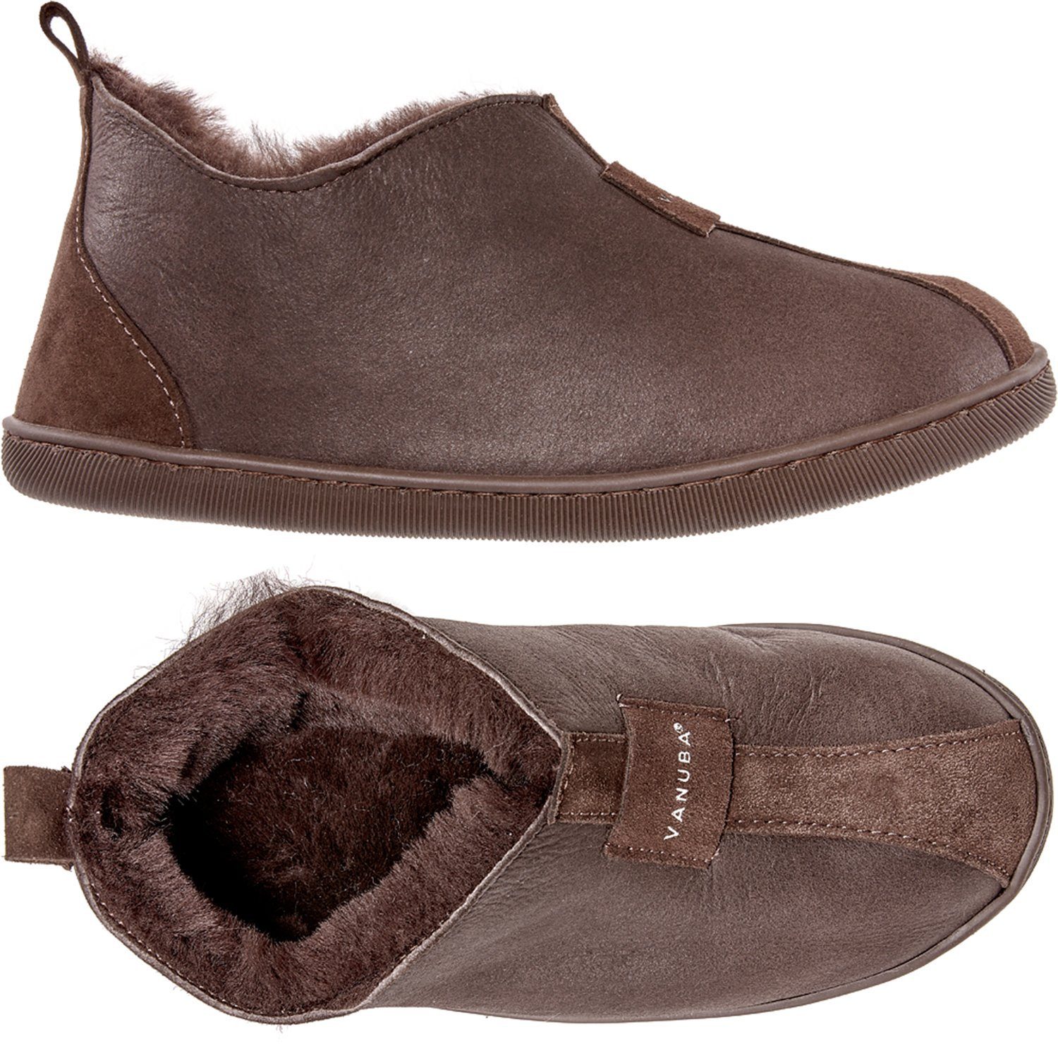 Vanuba KALAHARI Damen Hausschuh Echtleder Hüttenschuhe/Winter-Hausschuhe/Gefüttert