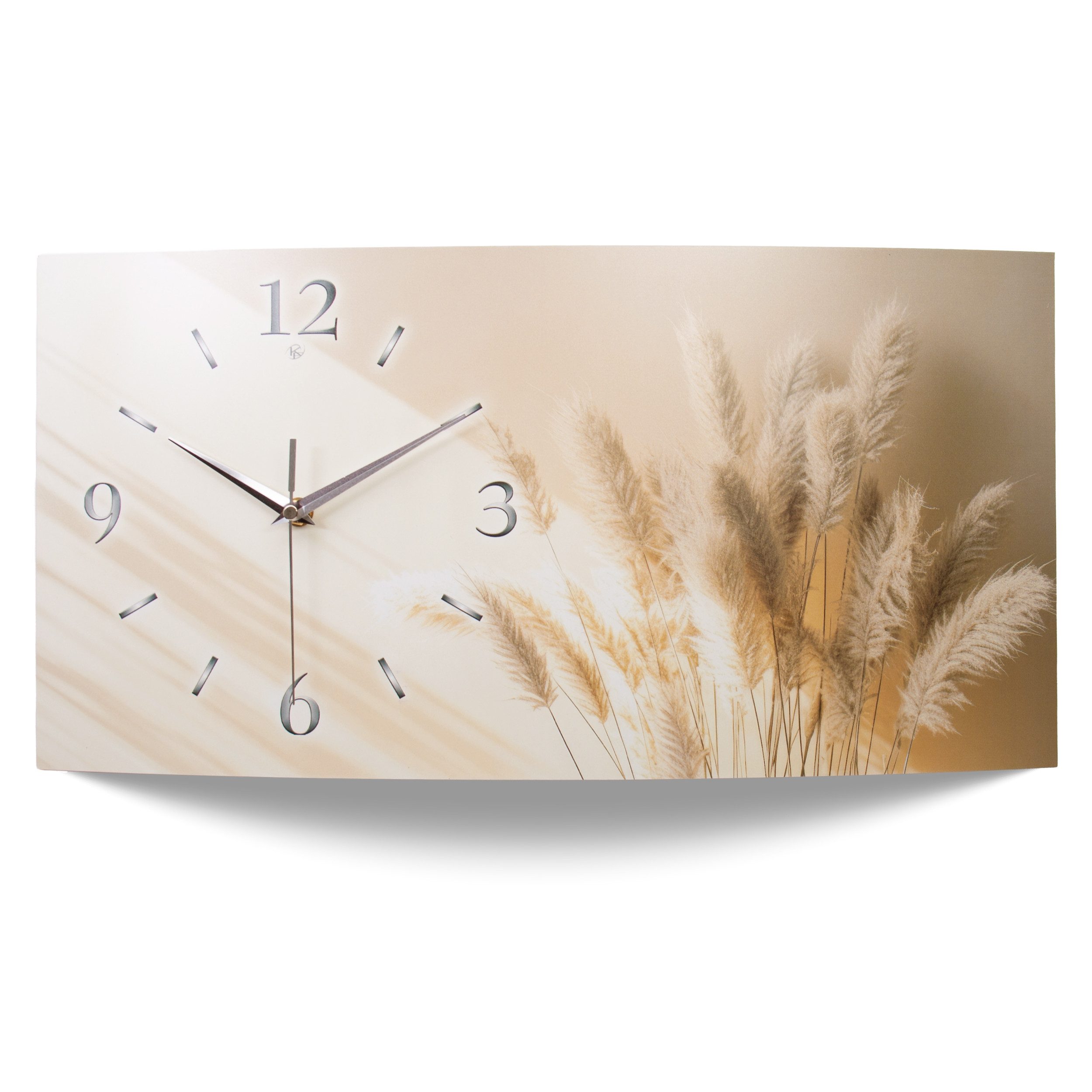 Kreative Feder Wanduhr "Pampas Relax" Designer Wanduhr aus Alu, leise (ohne Ticken; Quarz oder Funkuhrwerk; verschiedene Größen)