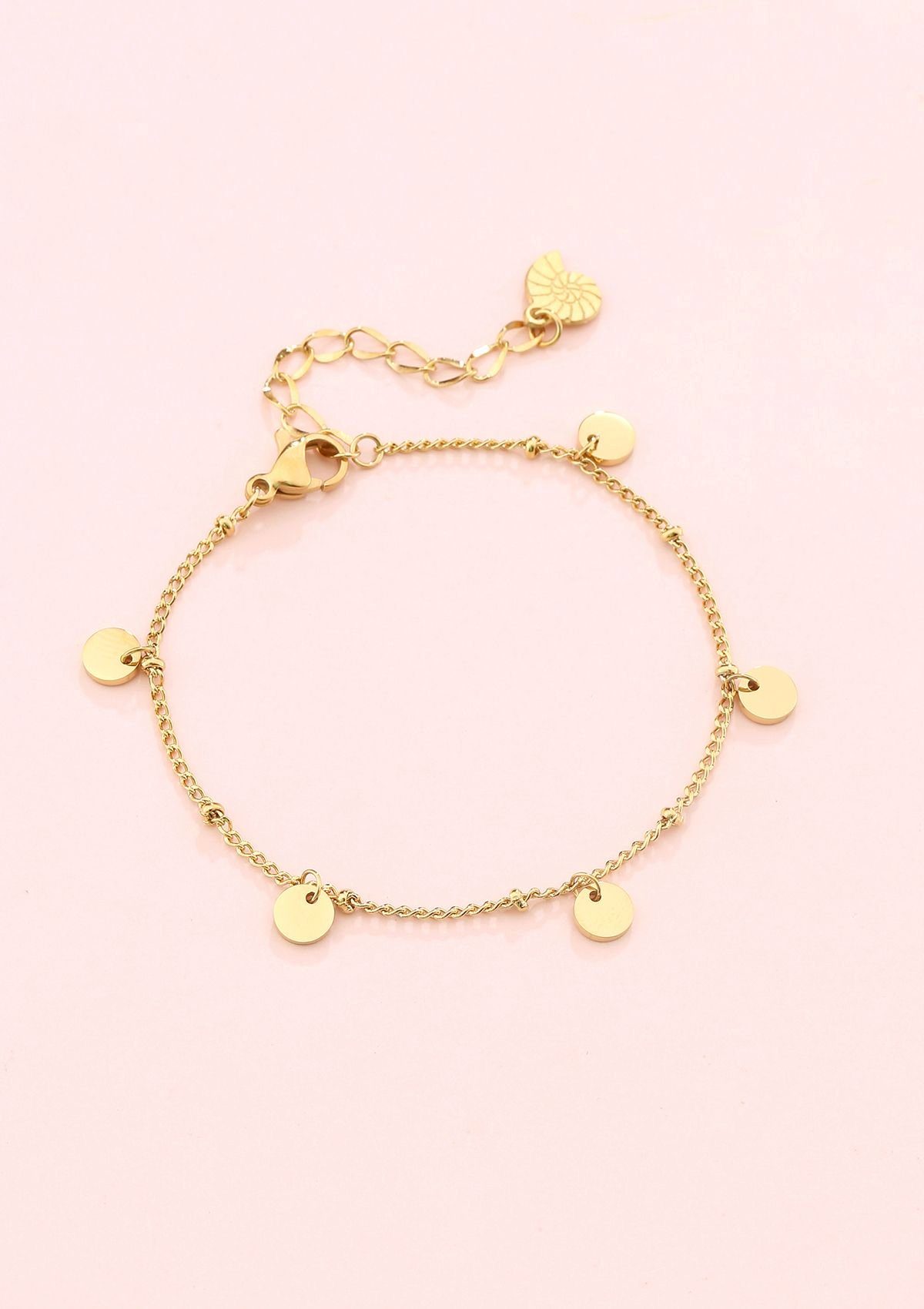 Hey Happiness Charm-Armband Geo Plättchen mit Kugeln hängend, 18K Roségold günstig online kaufen