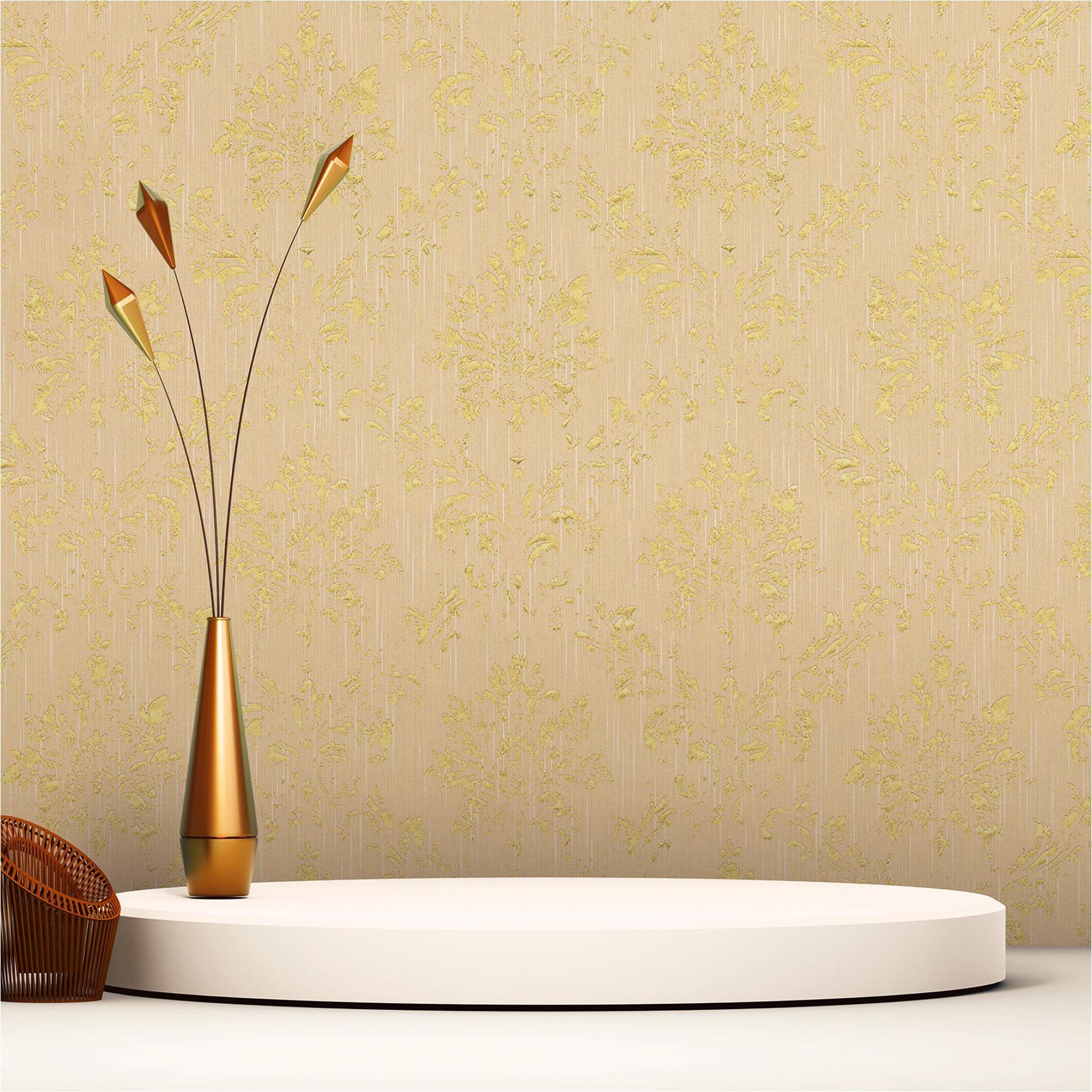 Vliestapete Tapete Barock Gioele M1-No.2190, Vliestapete, Creme, Gold, Ornamen