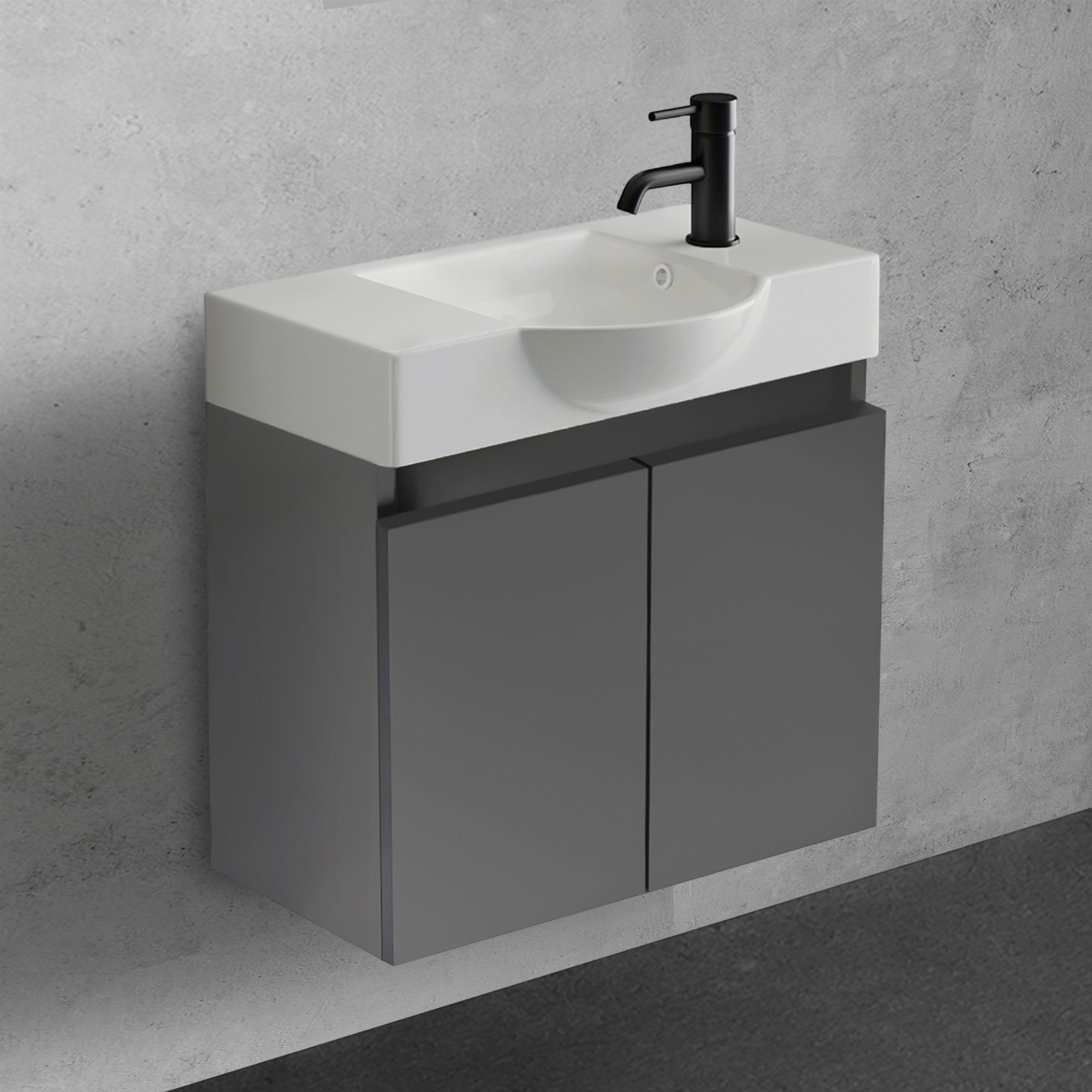 Alpenberger Badmöbel-Set Gäste WC Waschbecken mit Unterschrank 55 cm Breit, günstig online kaufen