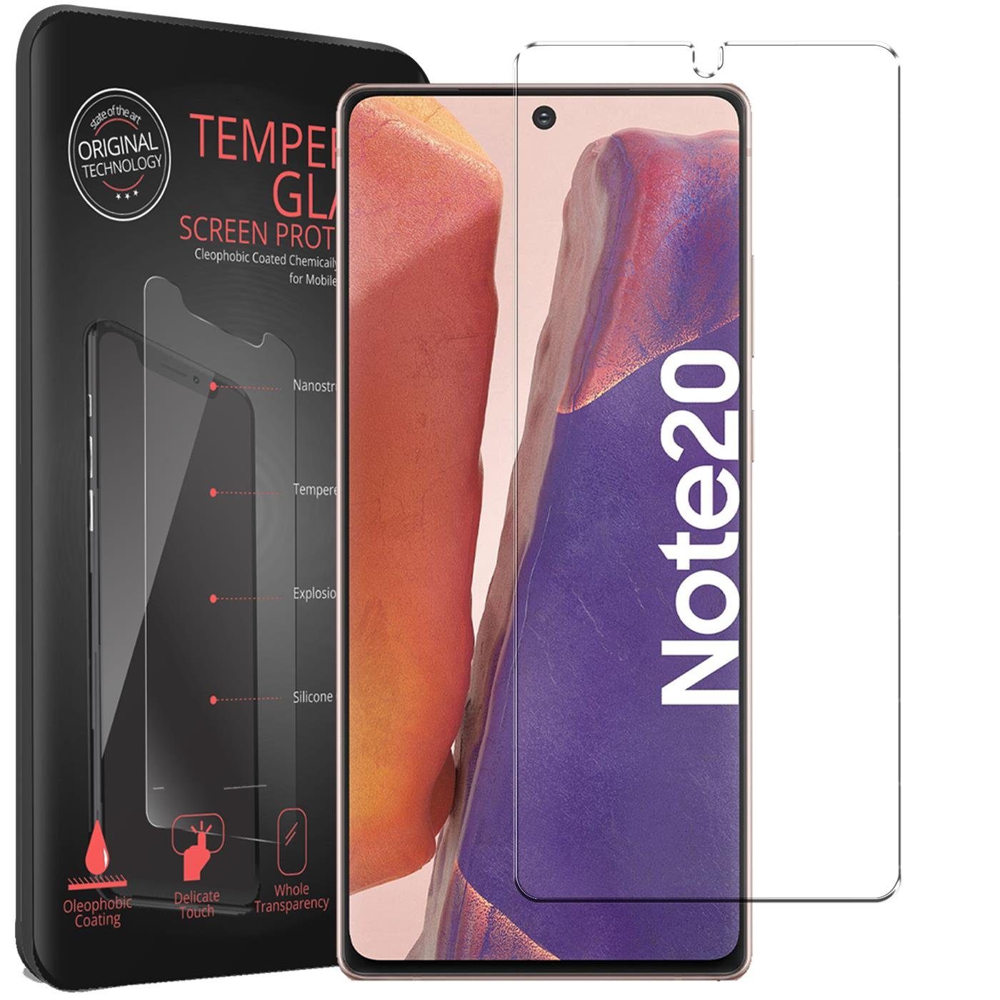 CoolGadget Schutzfolie Panzerfolie für Samsung Galaxy Note 20, (9H Härtegrad, 2x Schutzglas, 1xReinigungset), Displayfolie Panzer Schutzfolie 2 Stück für Samsung Note 20 Glas Folie