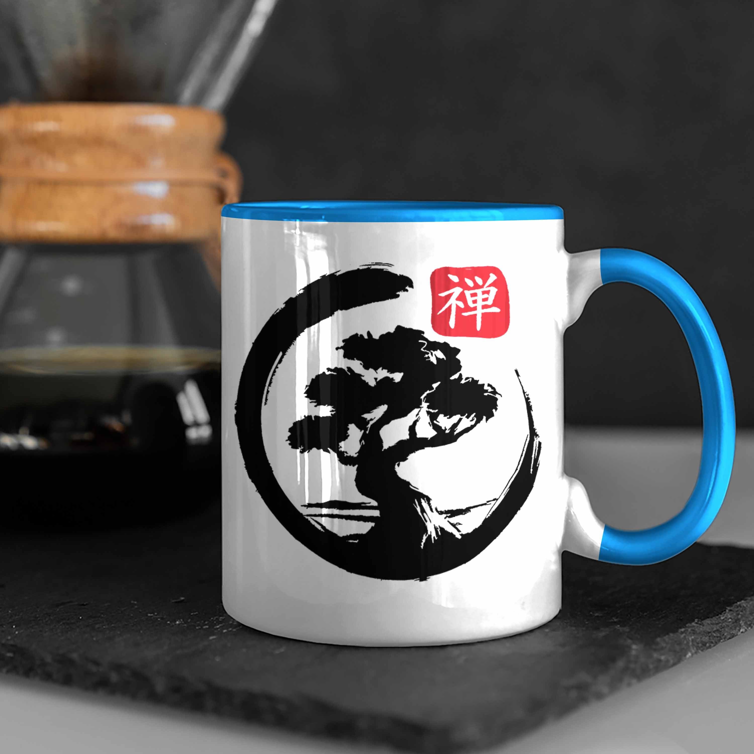 Lustige Blau Bonsai-Liebhaber Silhoette Geschenk Trendation Tasse Bonsai für Tasse