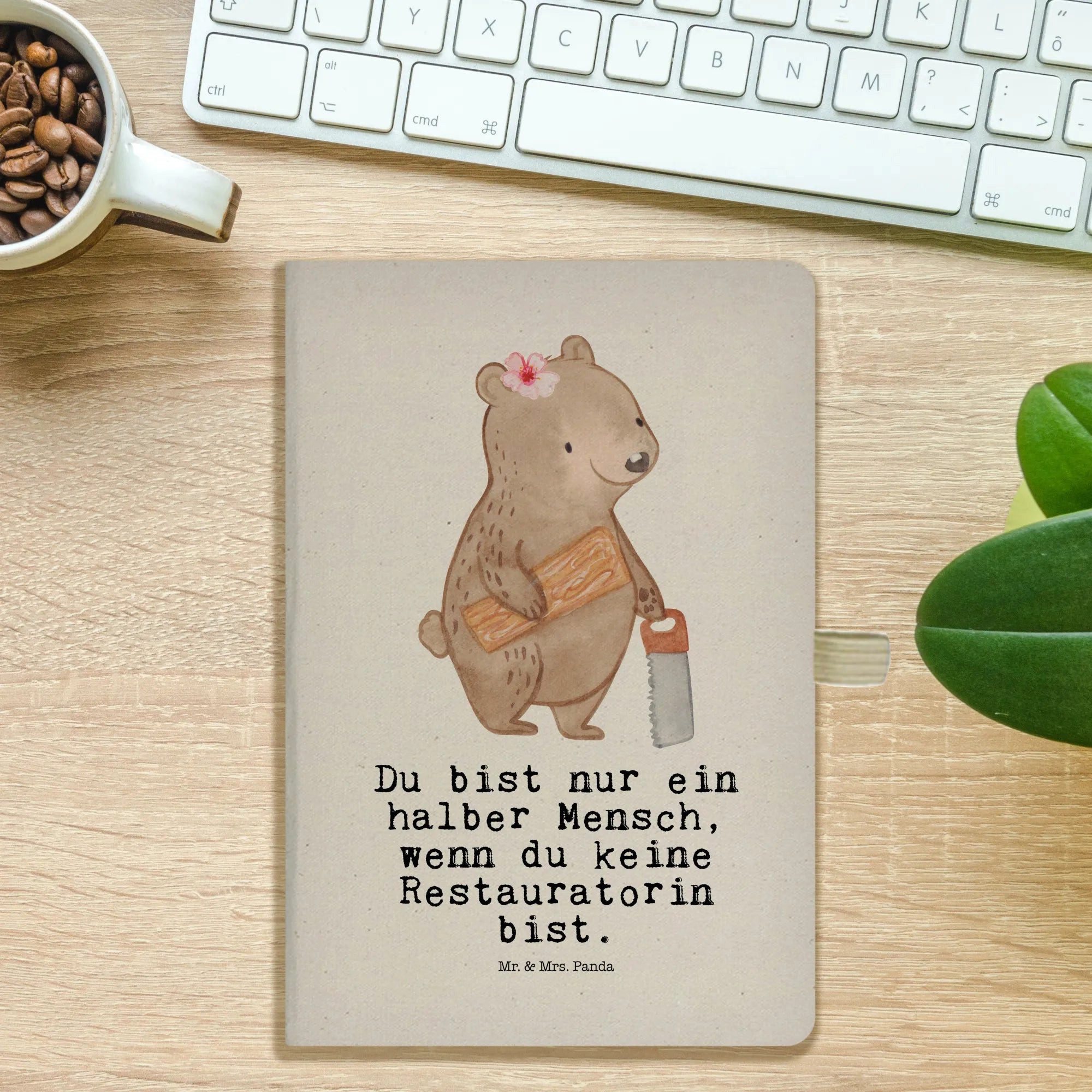 Thumbnail - Mr. & Mrs. Panda Notizbuch Restauratorin Herz - Transparent - Geschenk, Tagebuch A5, Arbeitskoll Mr. & Mrs. Panda, Flexi...
