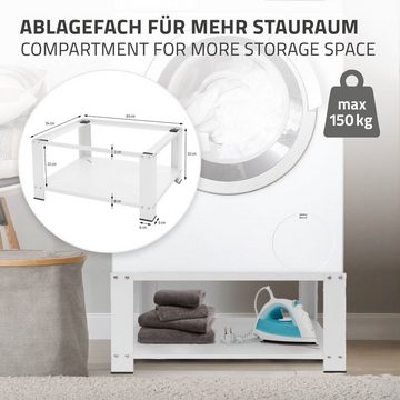 ML-DESIGN Waschmaschinenuntergestell Waschmaschinenznterschrank Waschmaschinensockel Erhöhung Unterbau, Stahl Weiß mit Ablage 63x54cm bis 150kg Stabil 32cm hohes Podest