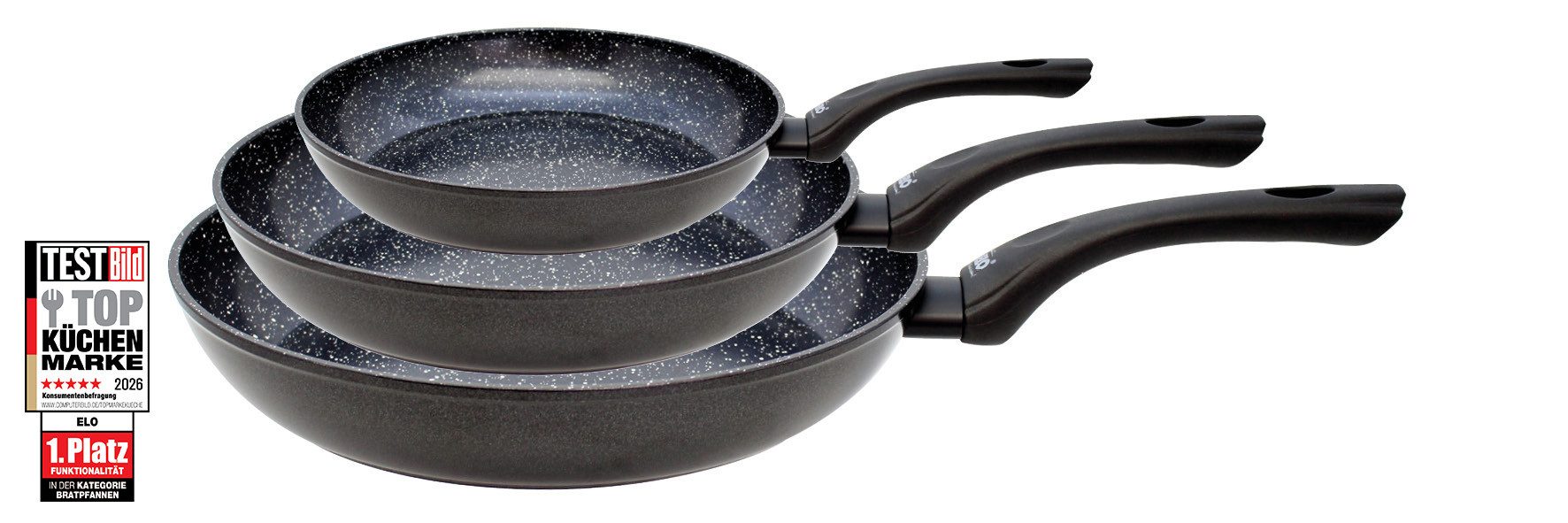 Elo Basic Pfannen-Set Belugo, Aluminium (Set, 3-tlg), Optimierte Wandstärke