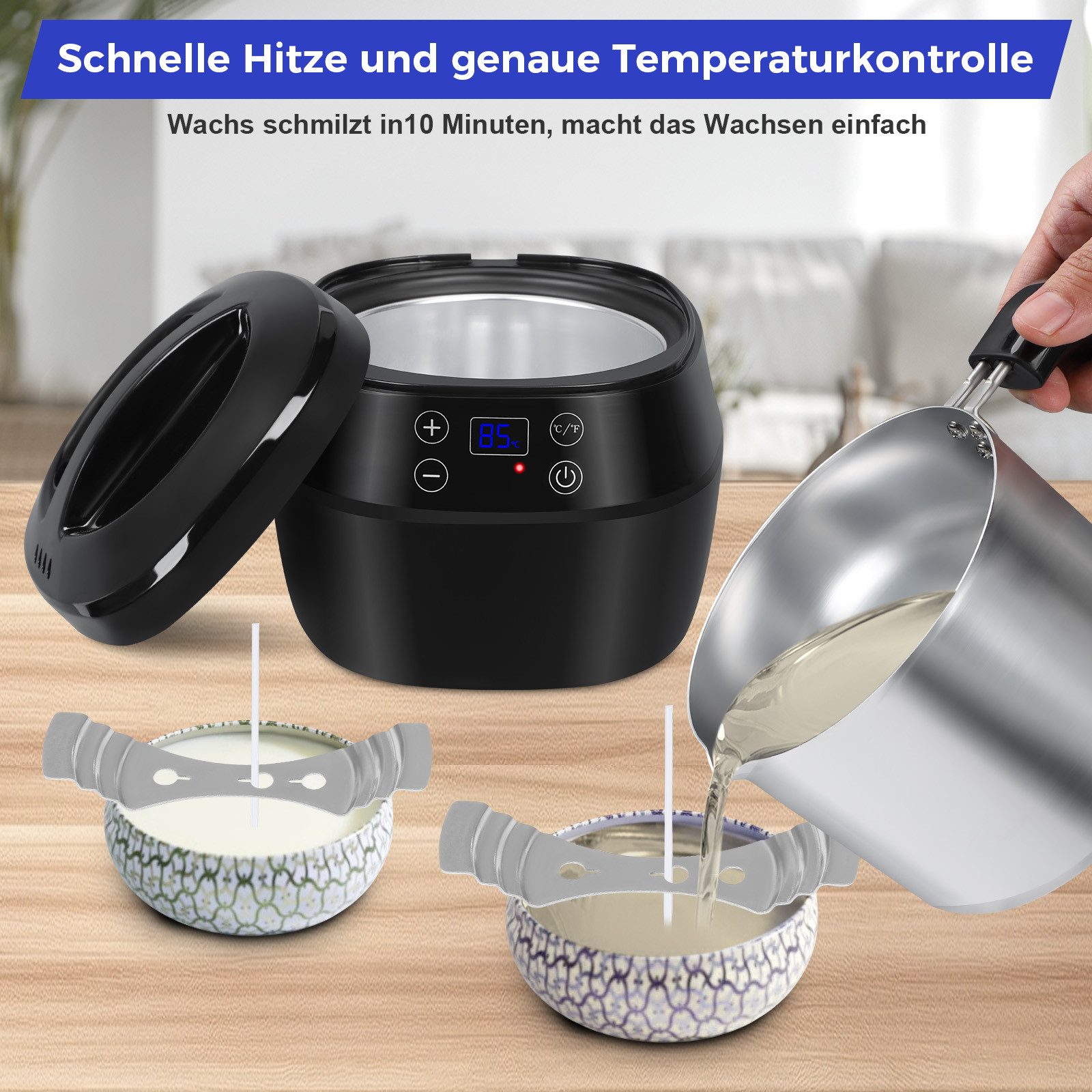 QUBEBU Duftkerze Kerzen Selber Machen Set mit Wachsschmelzer, DIY Kerzenher günstig online kaufen