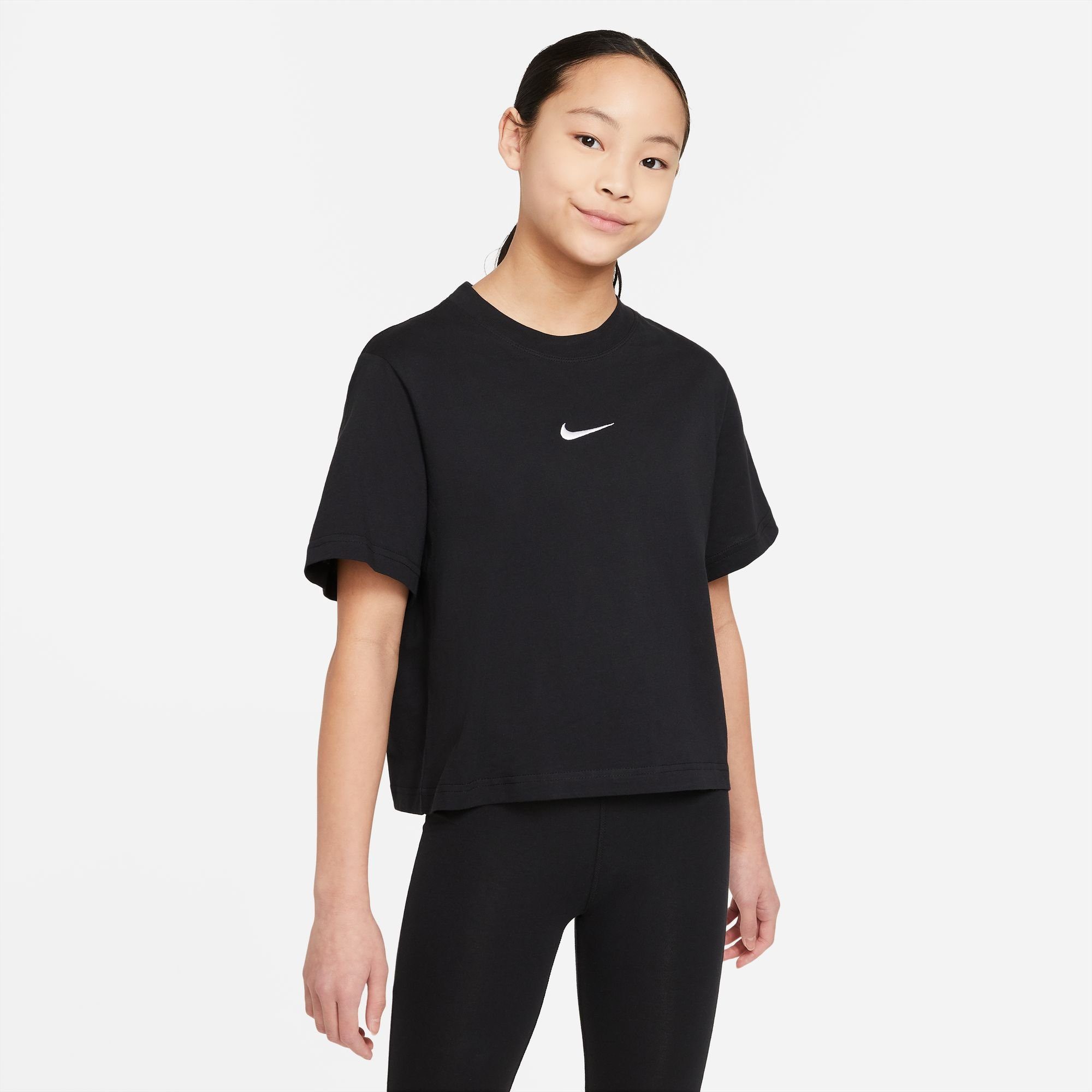 T-Shirt BLACK/WHITE BIG KIDS' (GIRLS) Sportswear T-SHIRT Nike