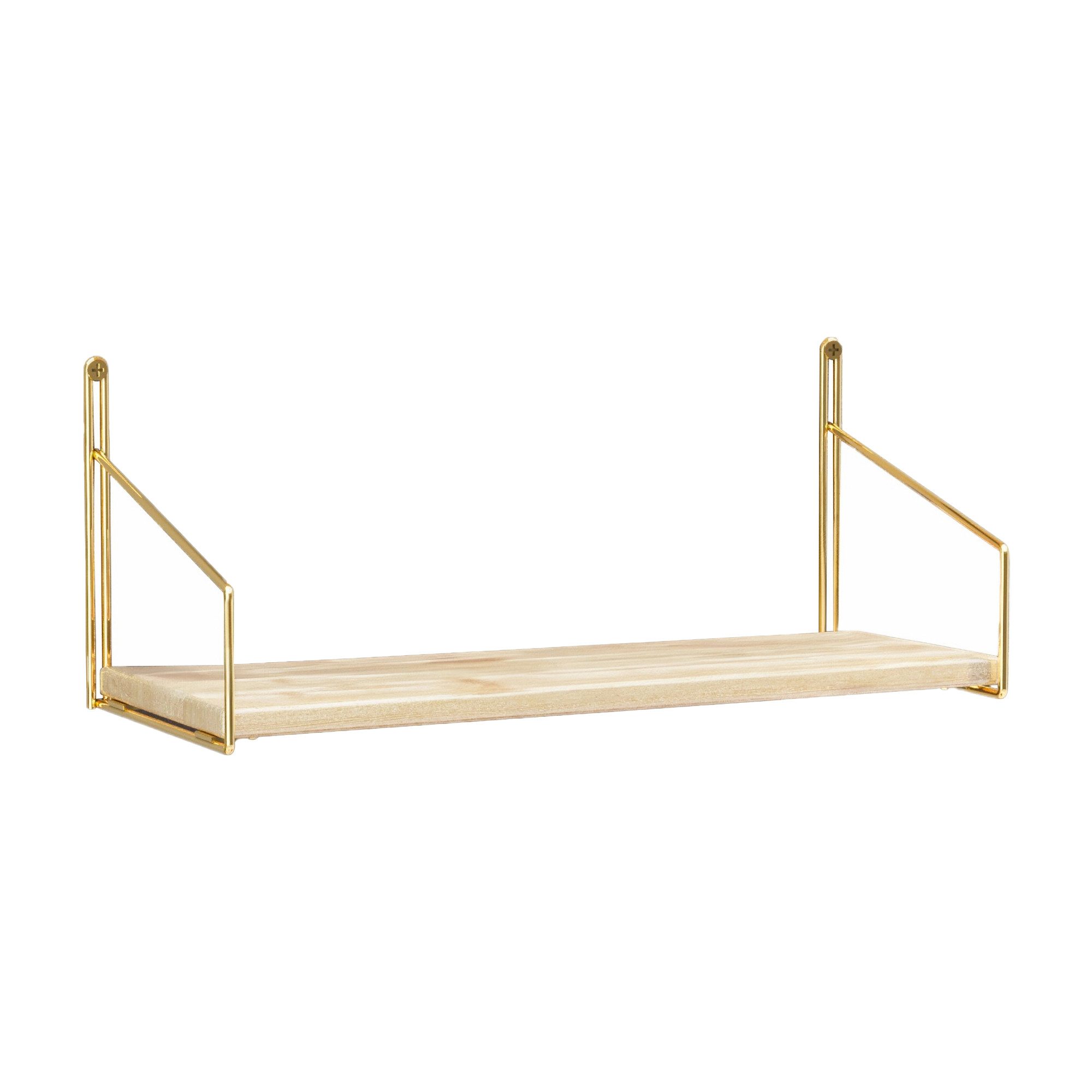 en.casa Wandregal, »Muurame« Metall Holz 40 x 14 x 17 cm Goldfarben