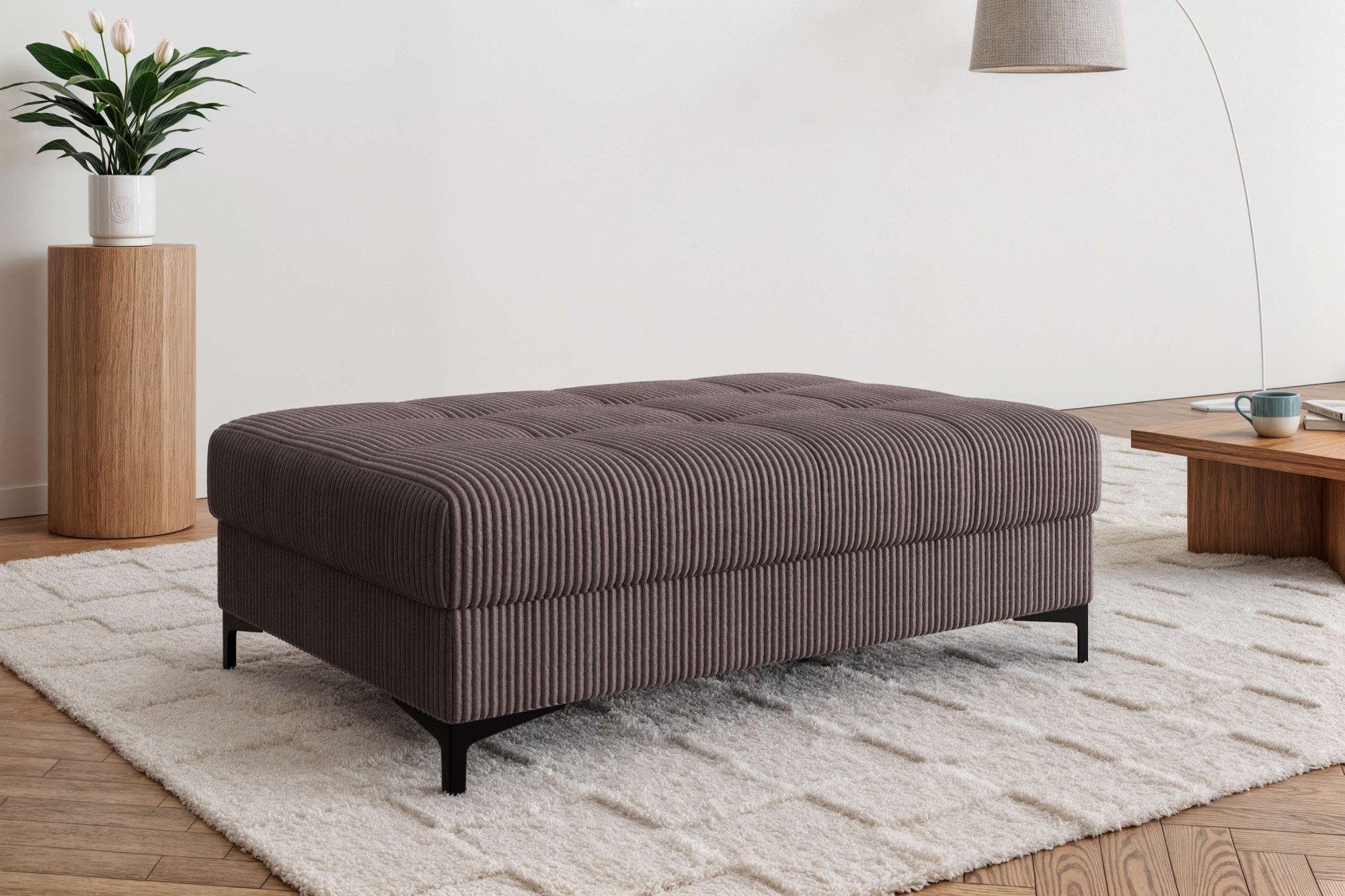 OTTO home Polsterhocker LEEVKE Sitzhocker passend zum Sofa, Breite 115 cm, mit hochelastischer Schaum und Wellenunterfederung