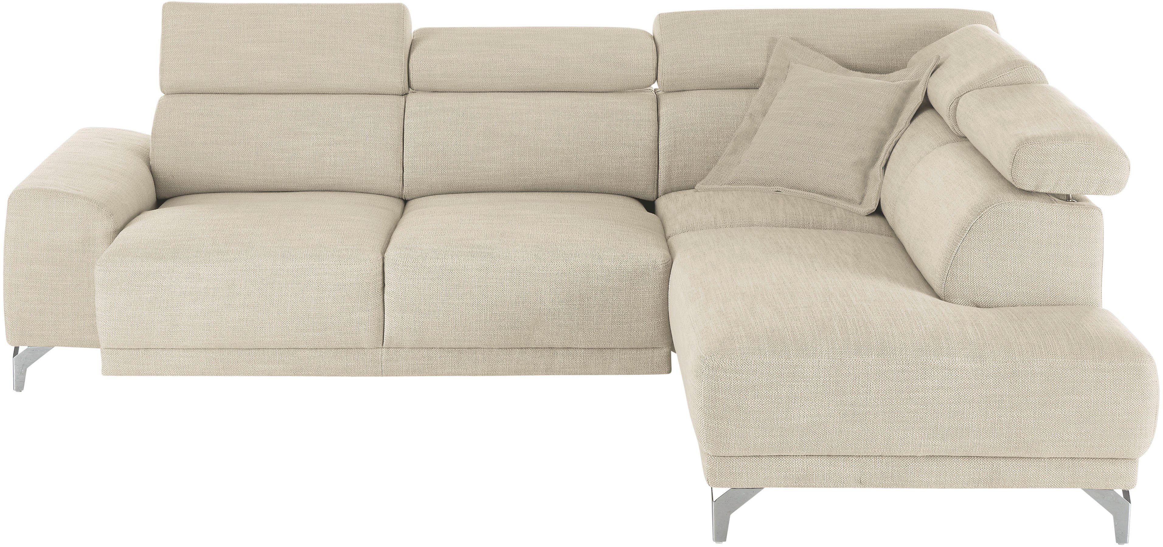 3C Candy Ecksofa Greve Sofa immer mit manuelle Kopfteilverstellungen, modern, elegant, wahlweise motorischer Sitzvorzug, bequem und zeitlos, L-Form