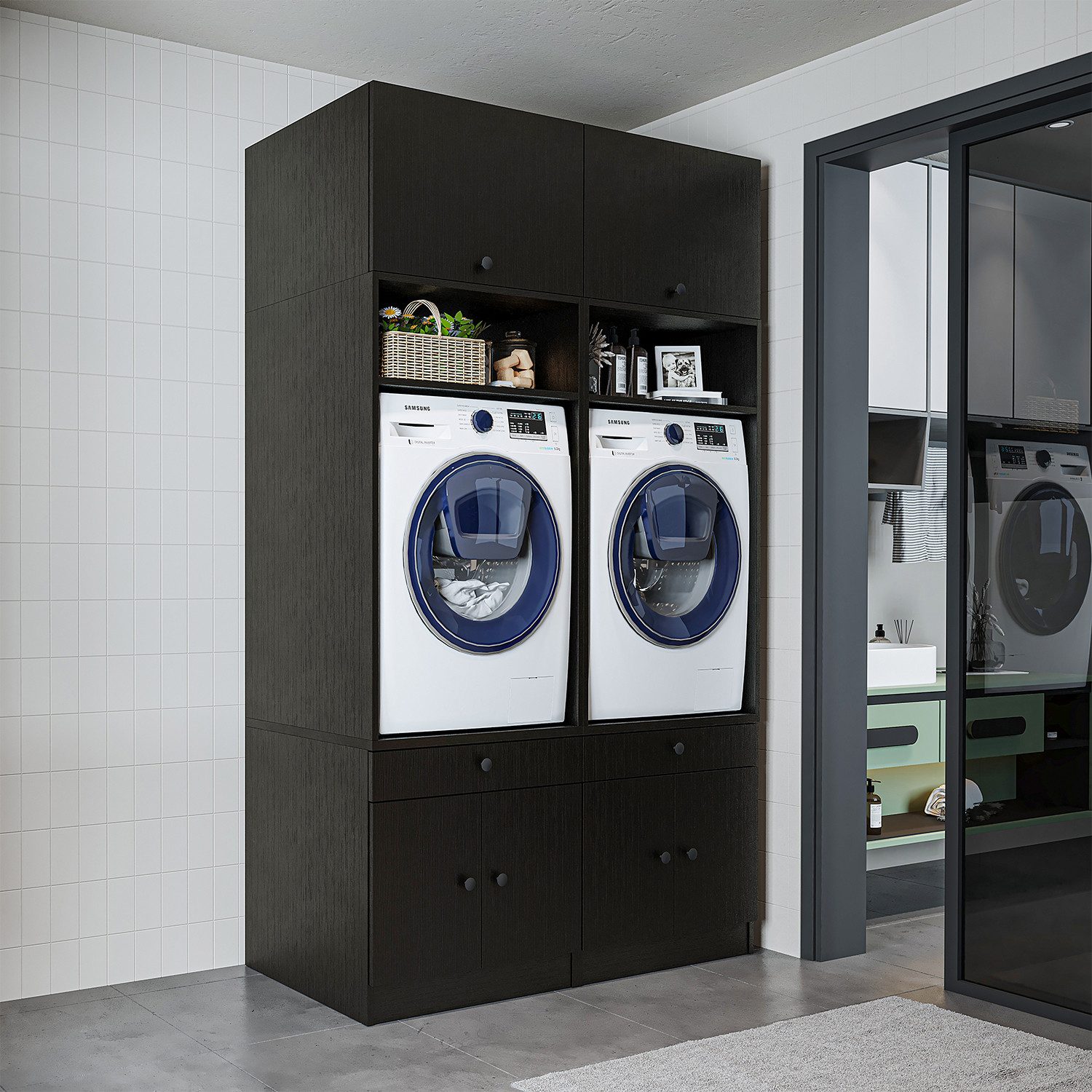 Roomart Waschmaschinenumbauschrank (Waschmaschinenschrank Trocknerschrank m günstig online kaufen