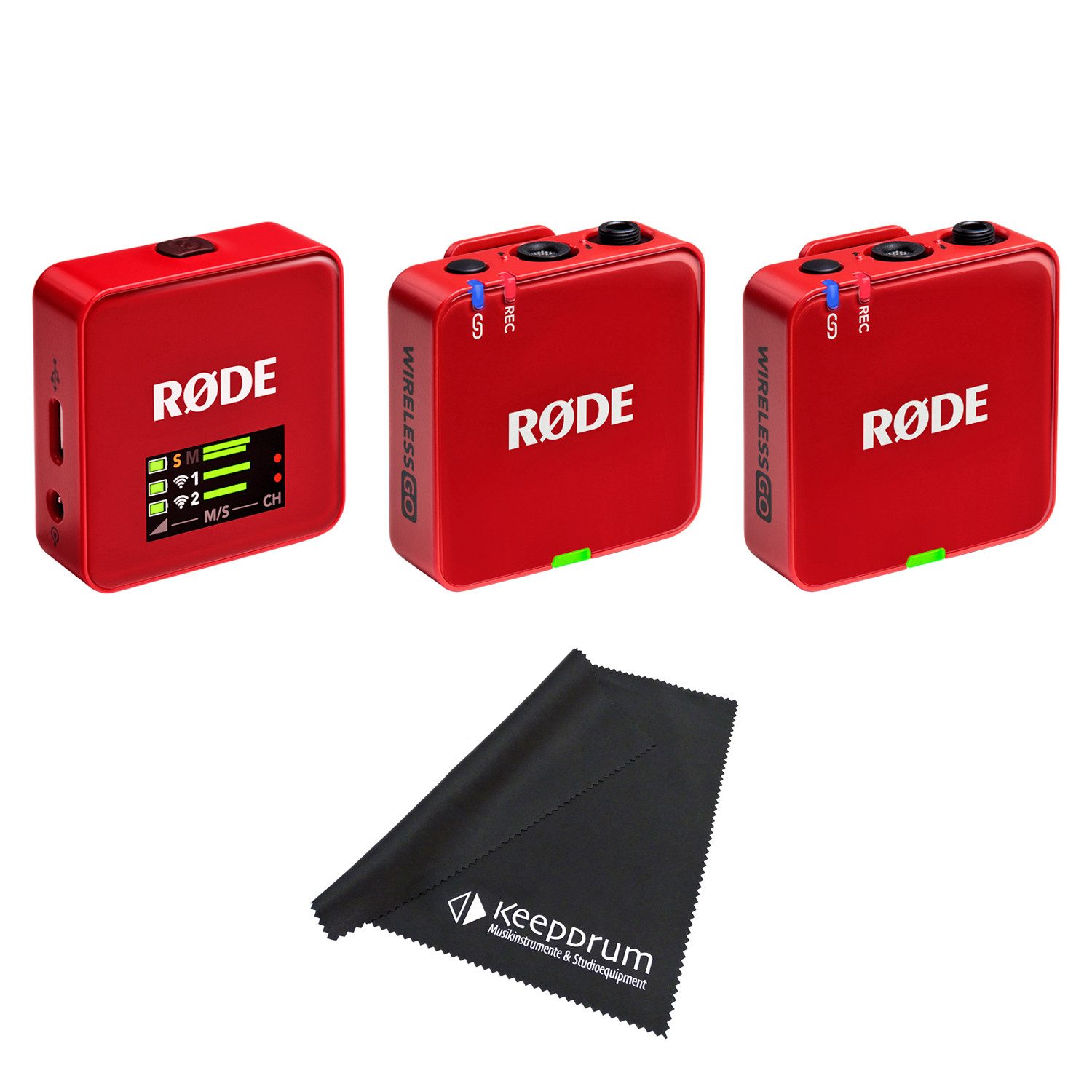 Rode Mikrofon-Funksystem Wireless GO Gen 3 Rot mit Tuch Digitales Aufnahmegerät