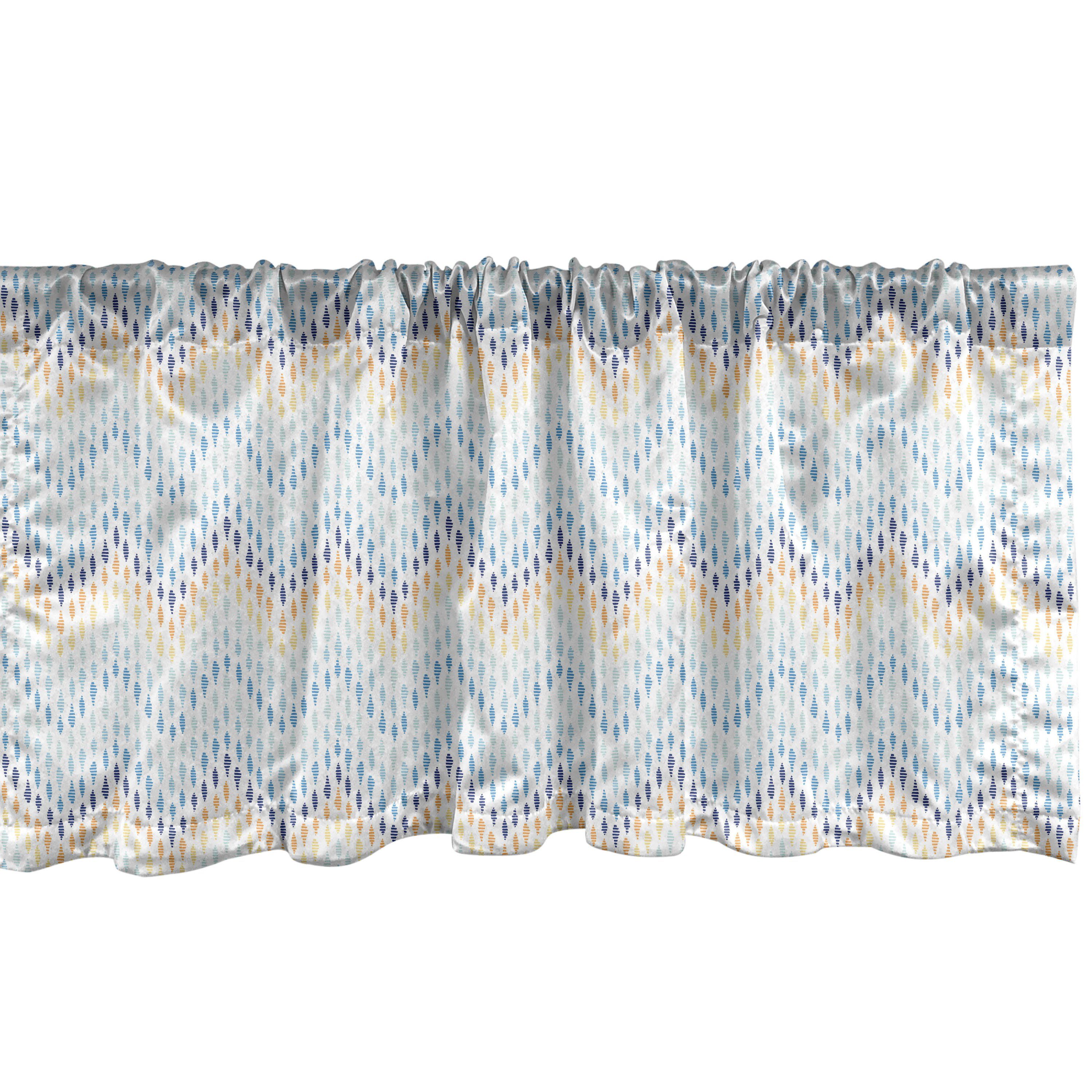 Scheibengardine Vorhang Volant für Küche Microfaser, Kurven Welle Abakuhaus, Dekor mit Chevron Stangentasche, Kunst abstrakte Schlafzimmer