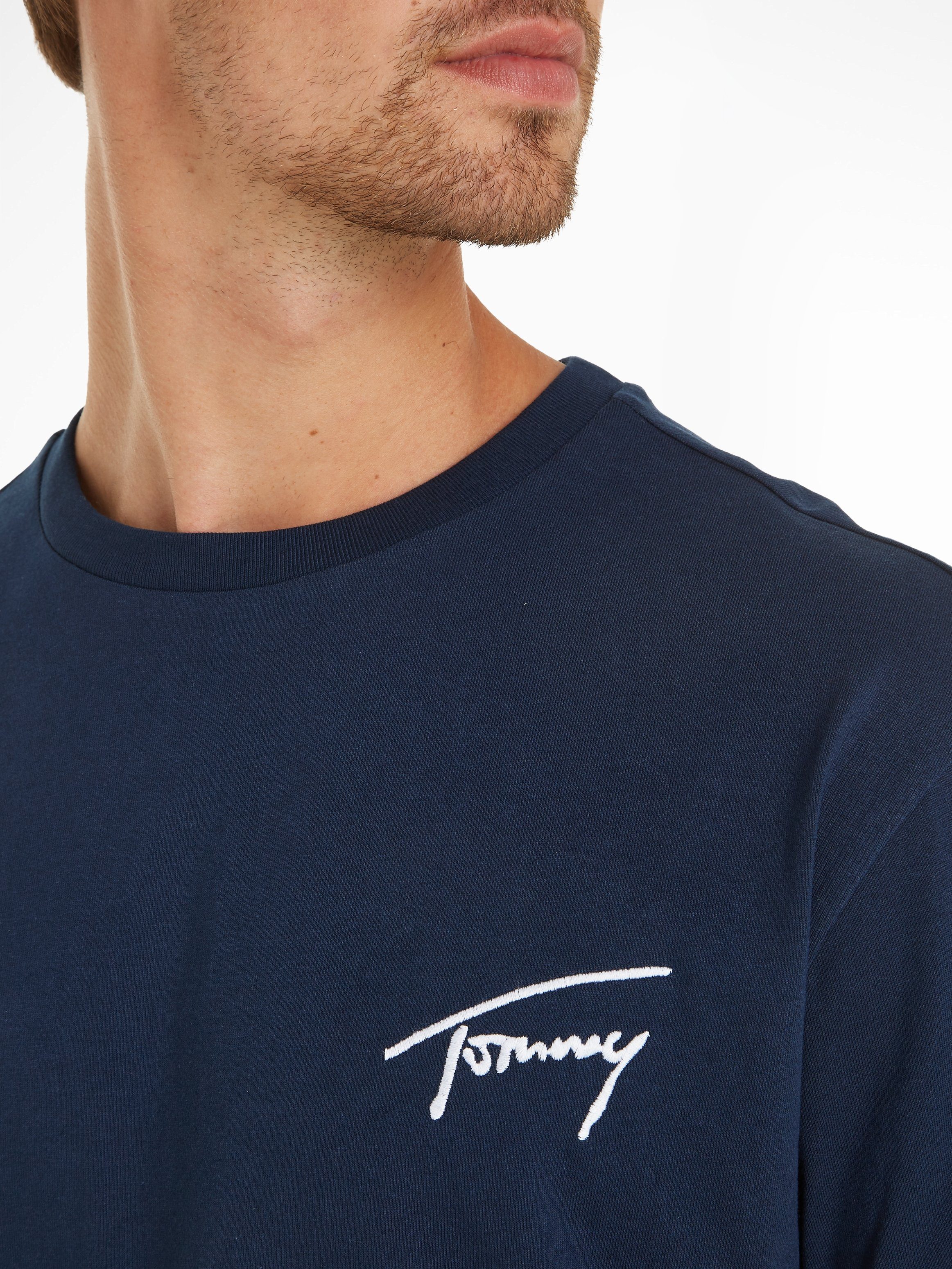 Tommy Jeans T-Shirt Logostickerei EXT Navy REG Night TJM mit Dark SIGNATURE TEE