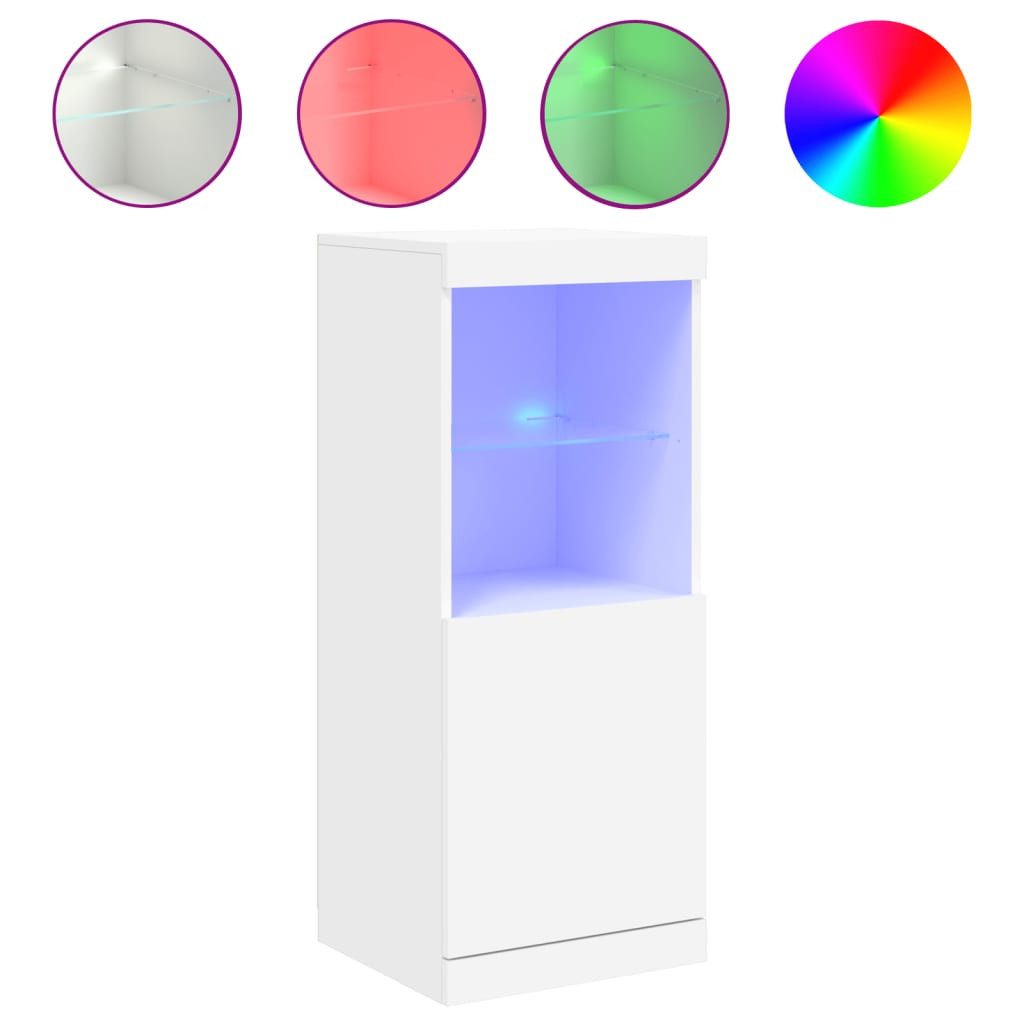 vidaXL Vitrine Sideboard mit LED-Beleuchtung Weiß 41x37x100 cm Glas Vitrine