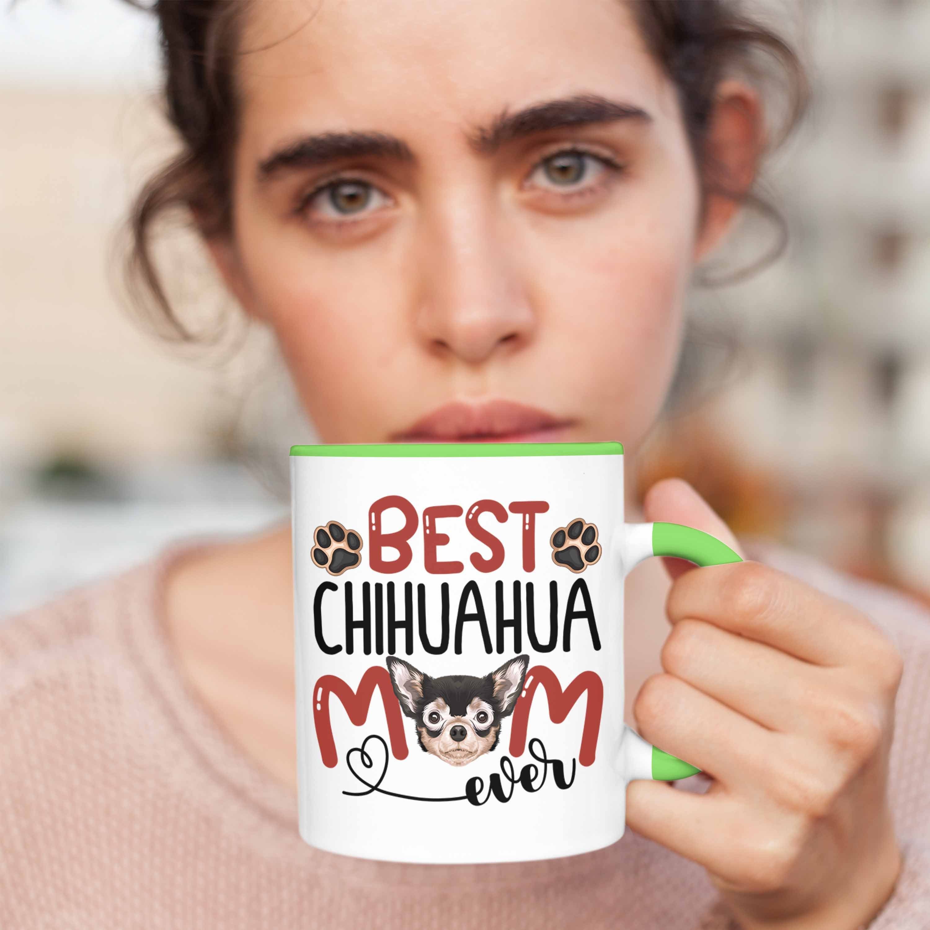 Tasse Lustiger Spruch Trendation Chihuahua Geschenkidee Geschenk B Besitzerin Tasse Grün Mom