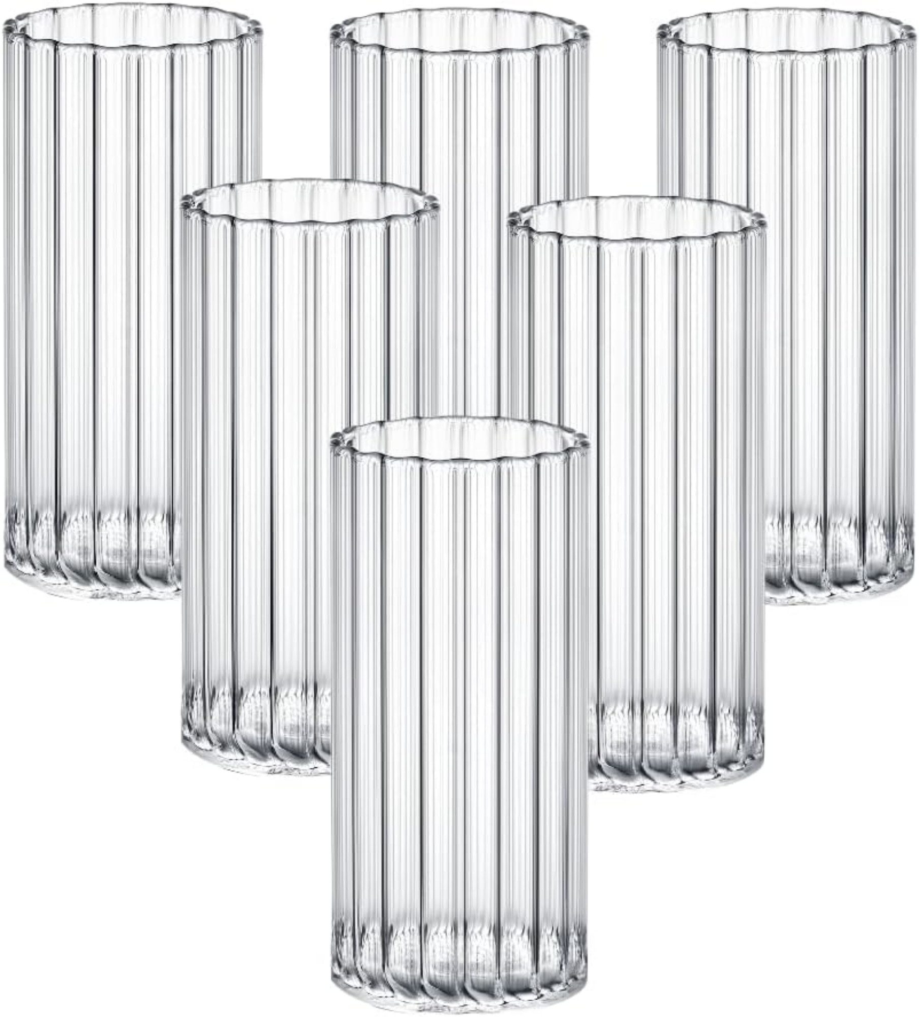 Wilmax England Thermoglas, Trinkgläser aus geriffeltem Glas – 6er Set, 300 ml, Elegantes Design