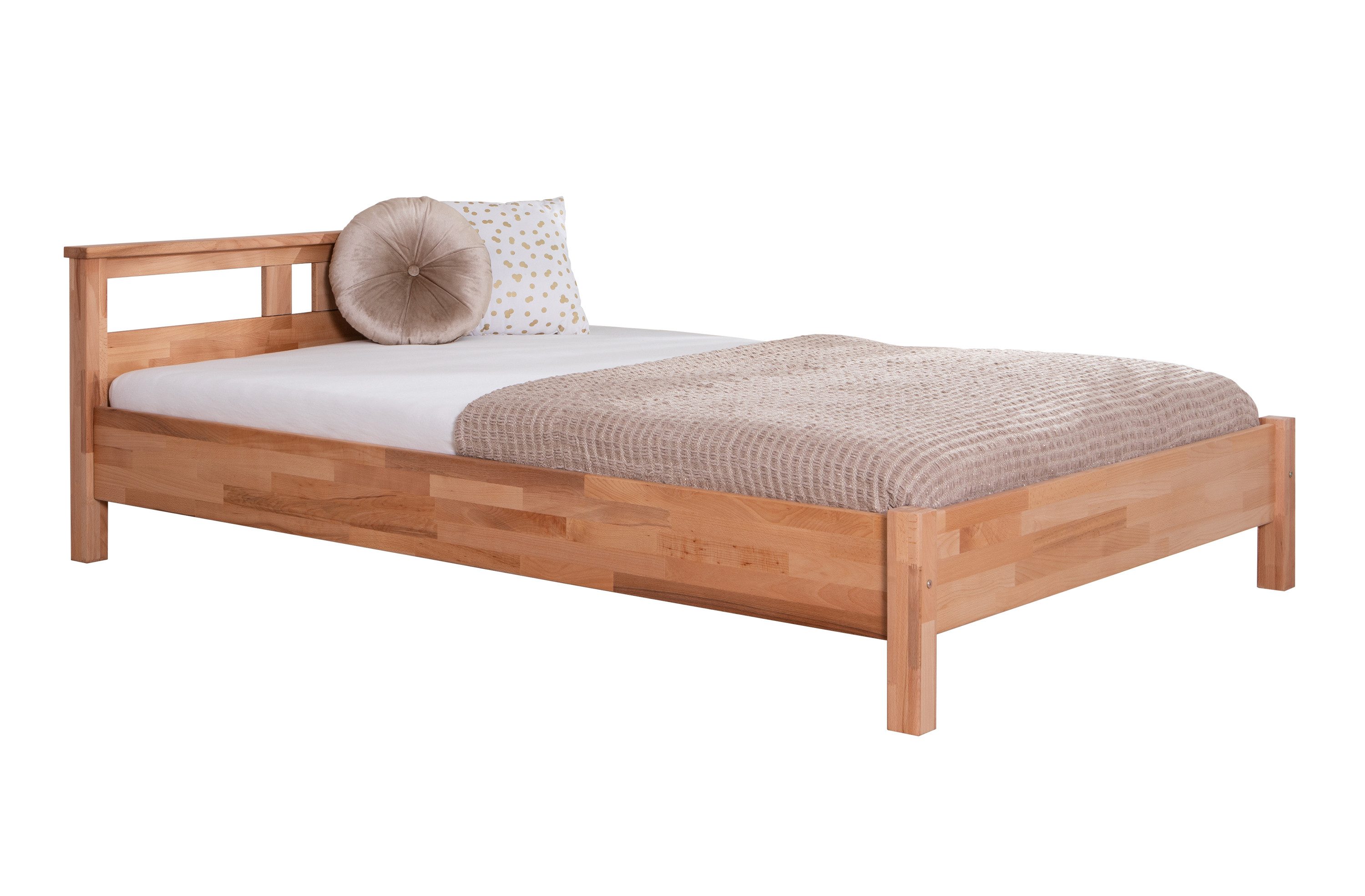 Ticaa Bettgestell Einzelbett und Doppelbett "Merci" Buche Bio-Geölt