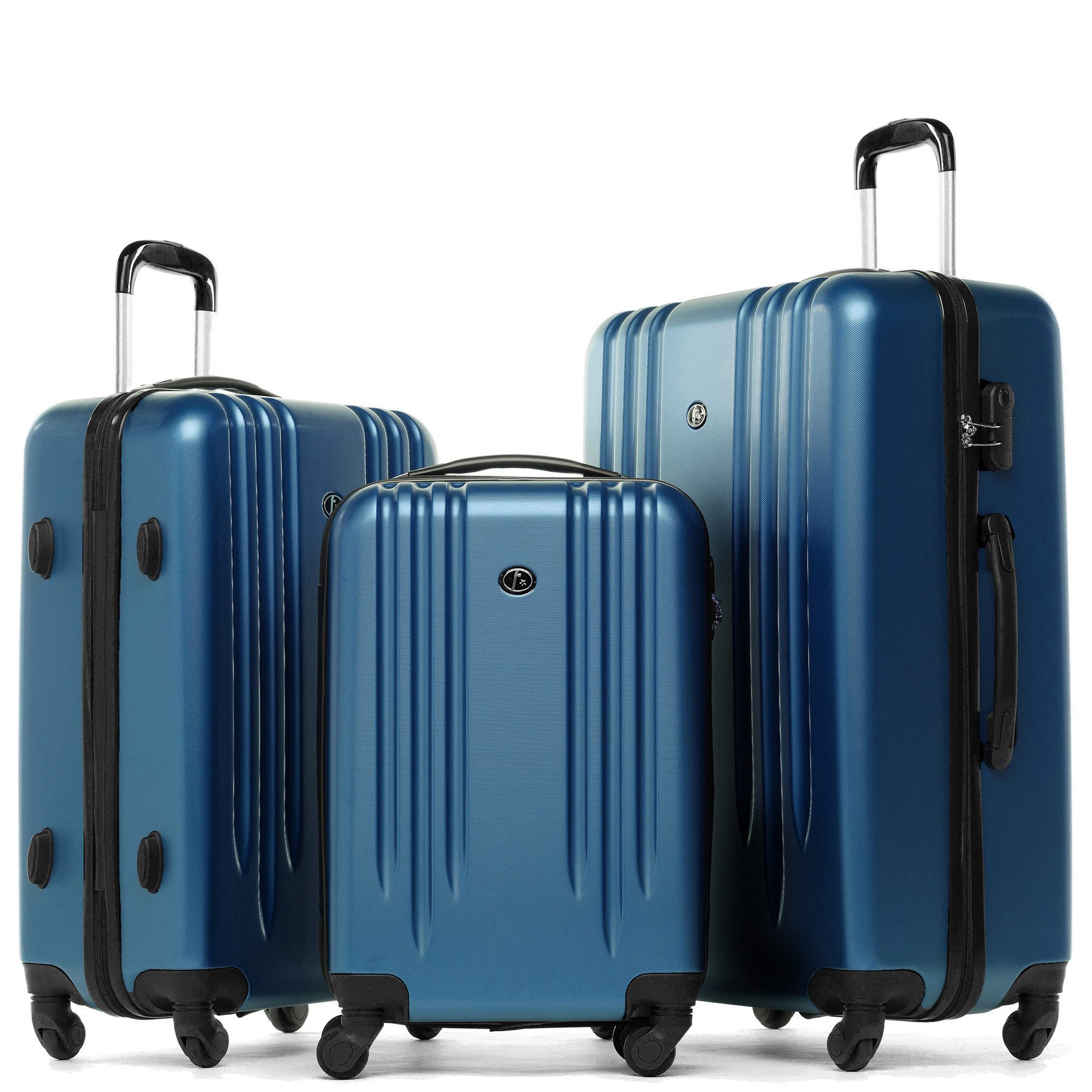 FERGÉ Kofferset Hartschale 3 teilig Koffer Set Marseille, 4 Rollen, (3er Kofferset stabil und leicht mit Zahlenschloß, 3 tlg., Hartschalen-Trolley Set 3 Größen Handgepäck Koffer M XL), Trolley 3er Koffer Set, Reisekoffer 4 Rollen, Premium Rollkoffer